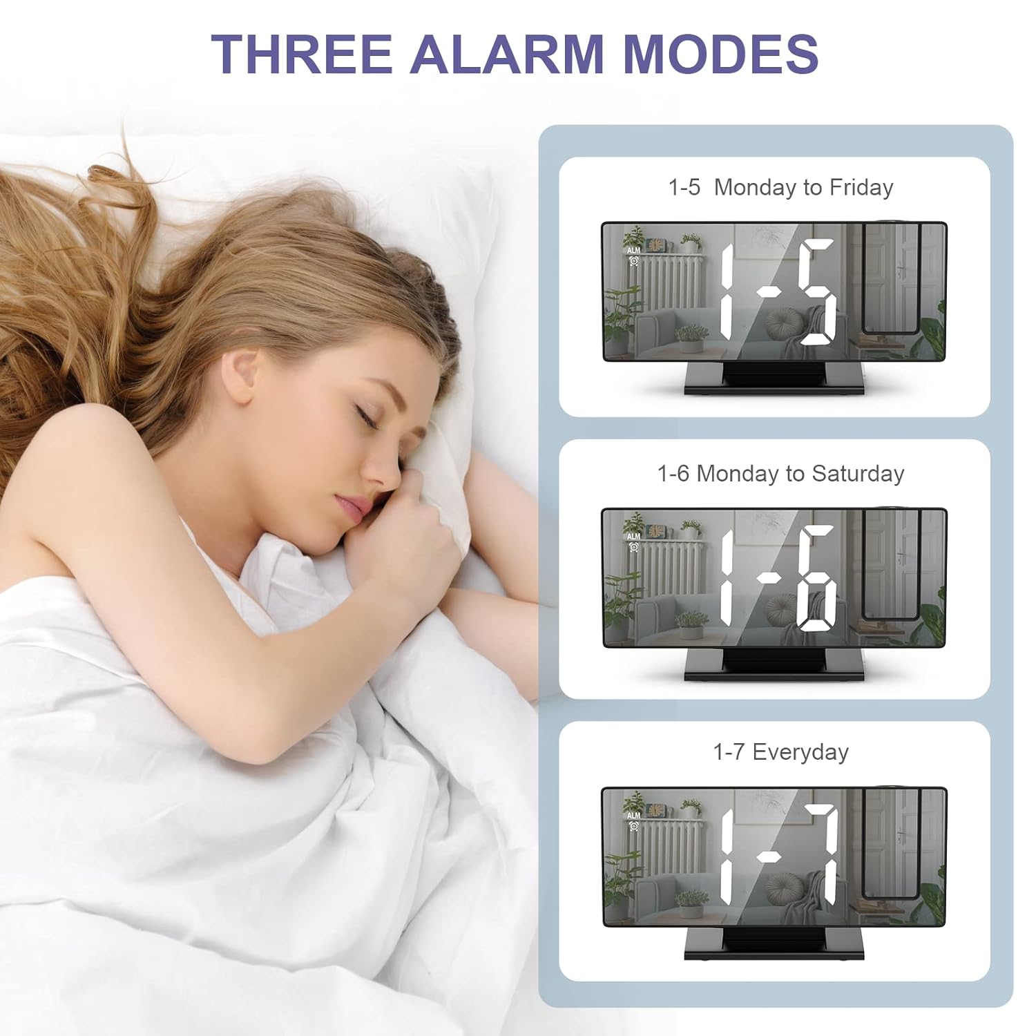 OQIMAX 78 Inch Mirror Projection Alarm Clock