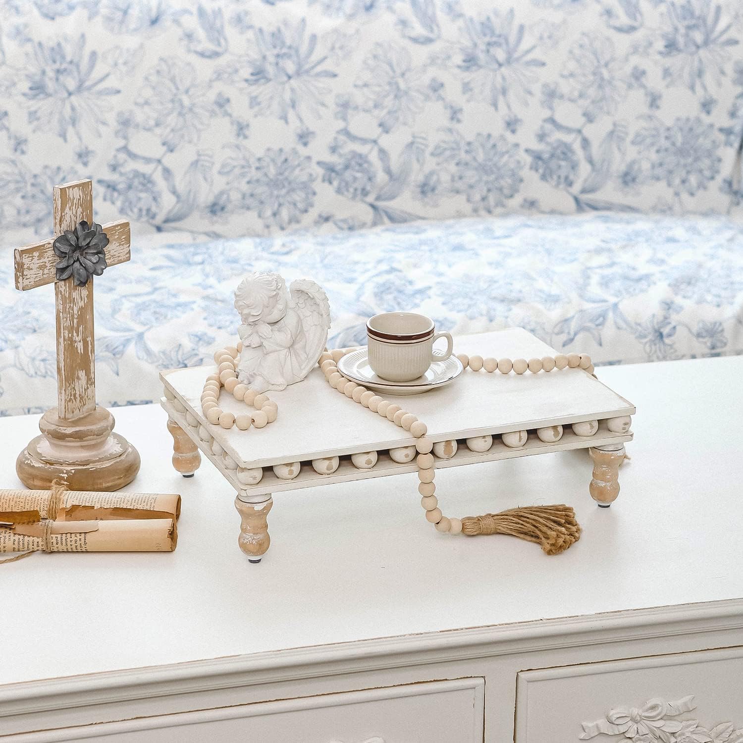 Farmhouse Beaded Risers Display Stands for Kitchen Counter