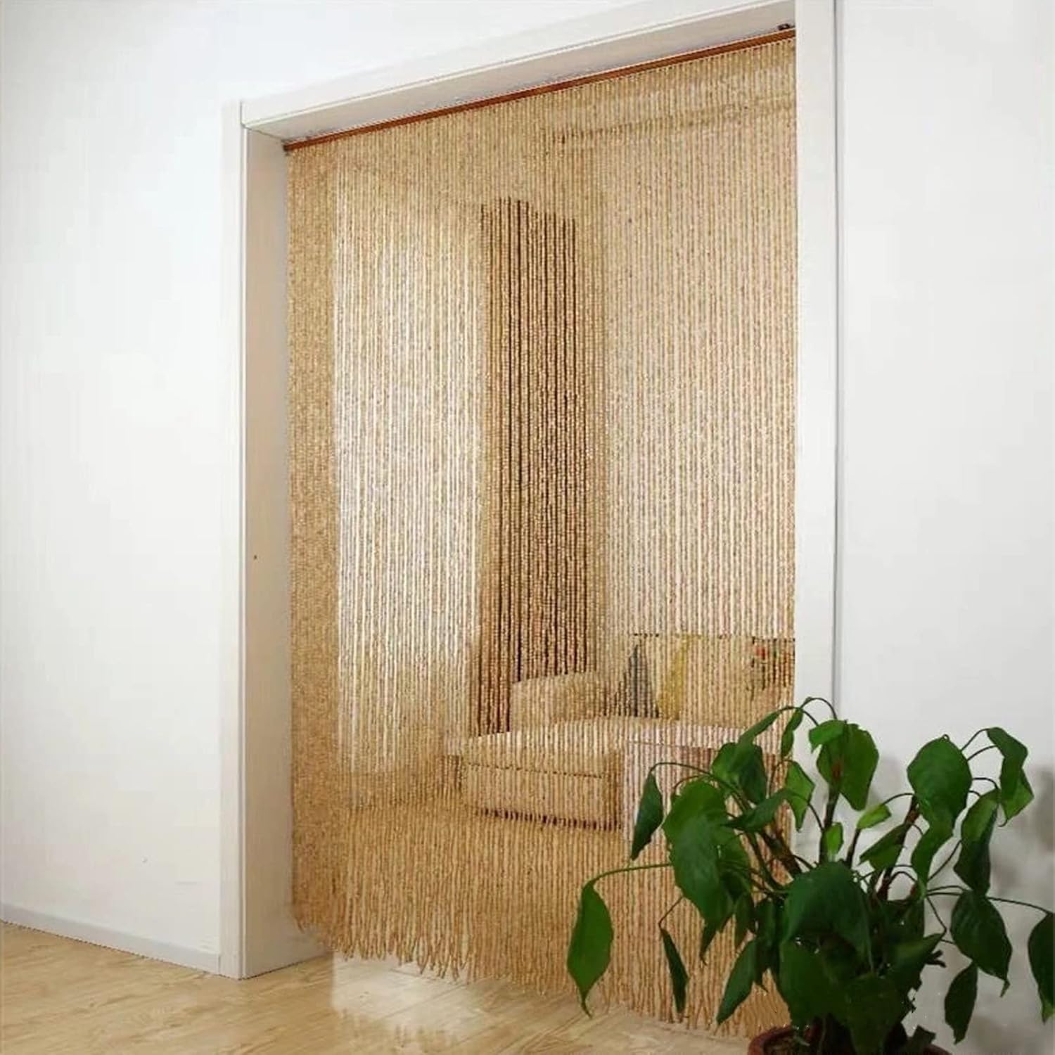 Natural Bamboo Beaded Curtain for Doorways