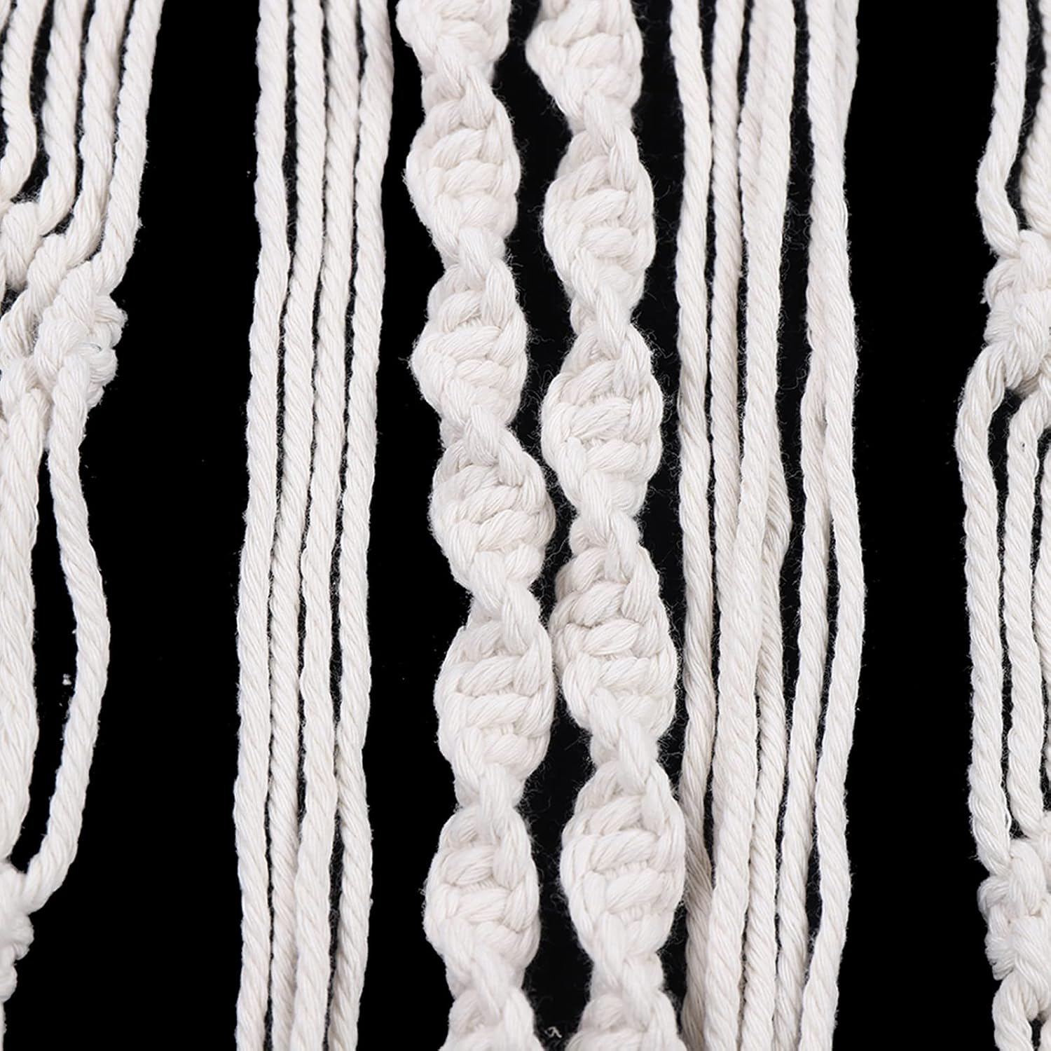 Boho Macrame Curtain for Window Doorway Handmade Beige