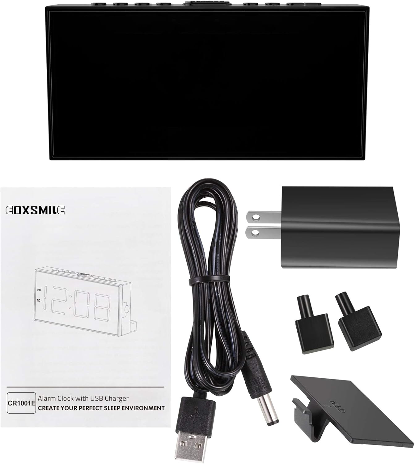 75 Inch LED Alarm Clock with Dual Alarms and USB Charging