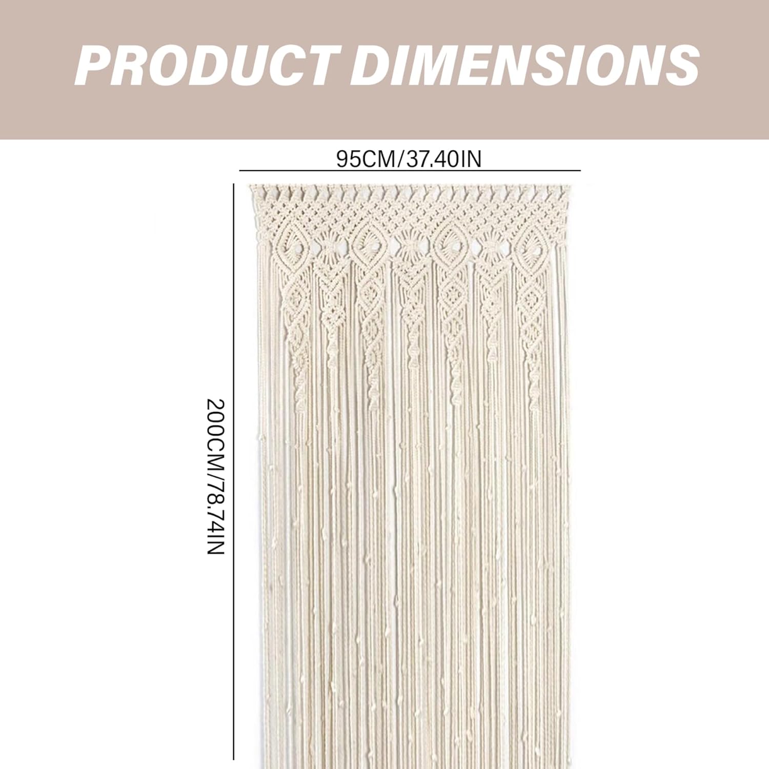 Boho Curtains 37x79 Inch Cotton Woven Macrame Decorative Room Divider