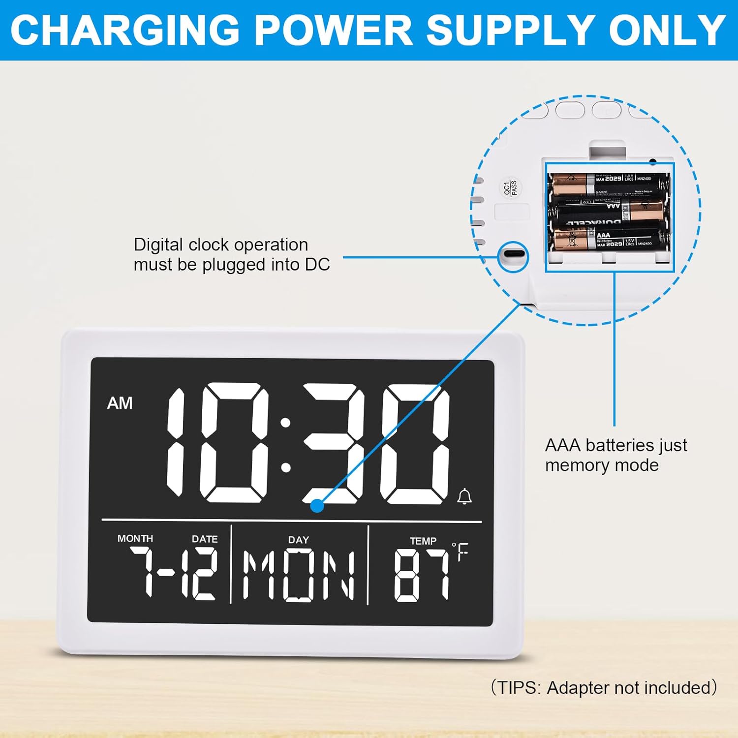 Amgico Digital Alarm Clock with Snooze - 63 Inch LED