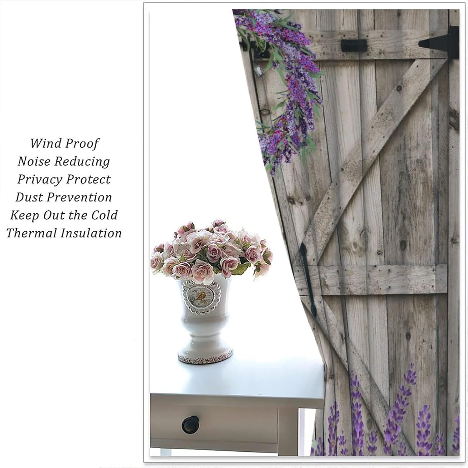 Barn Door Lavender Curtains 42x45in Set of 2