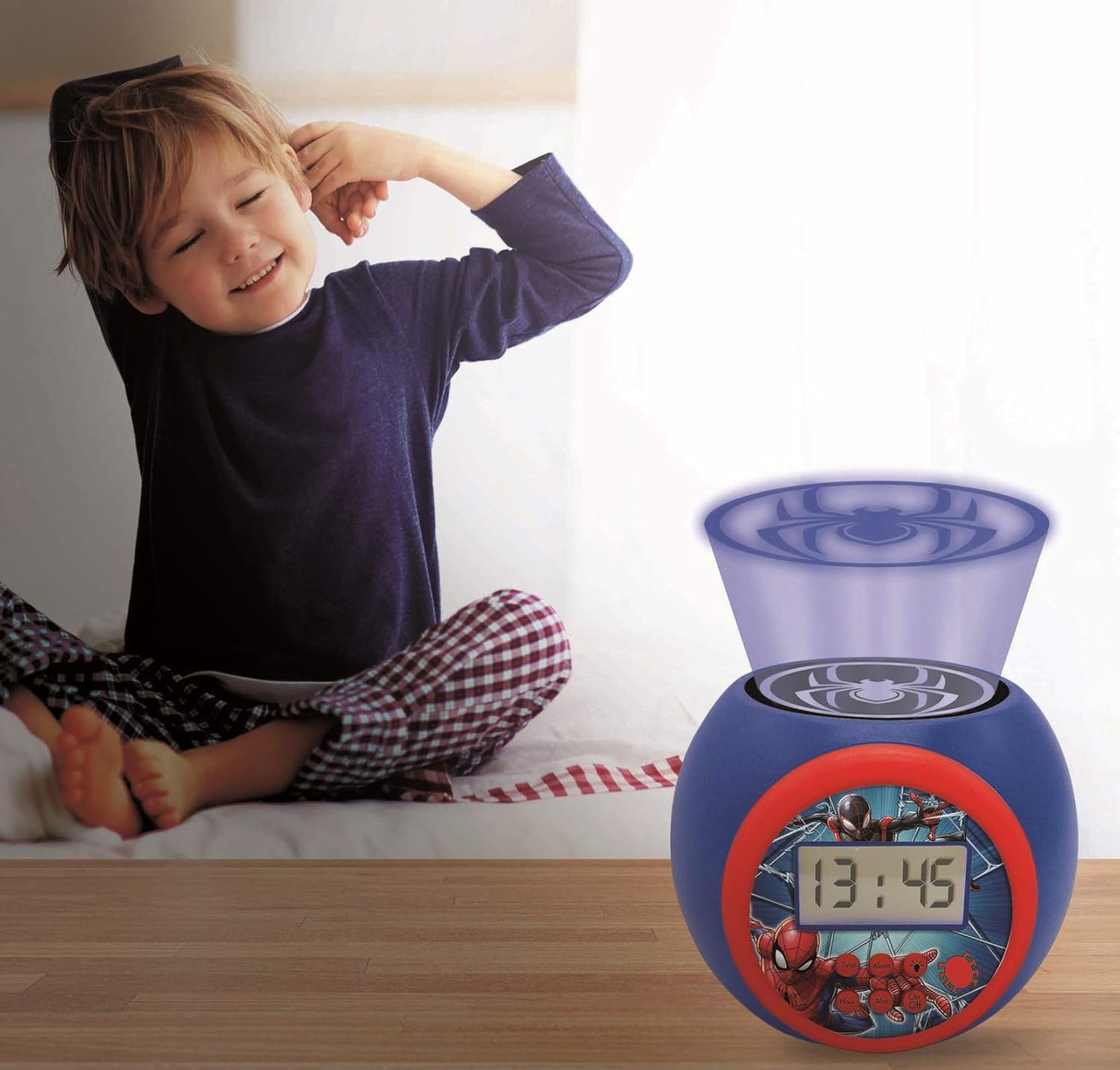 LEXiBOOK Marvel Spider-Man Projector Alarm Clock with Snooze and Night Light