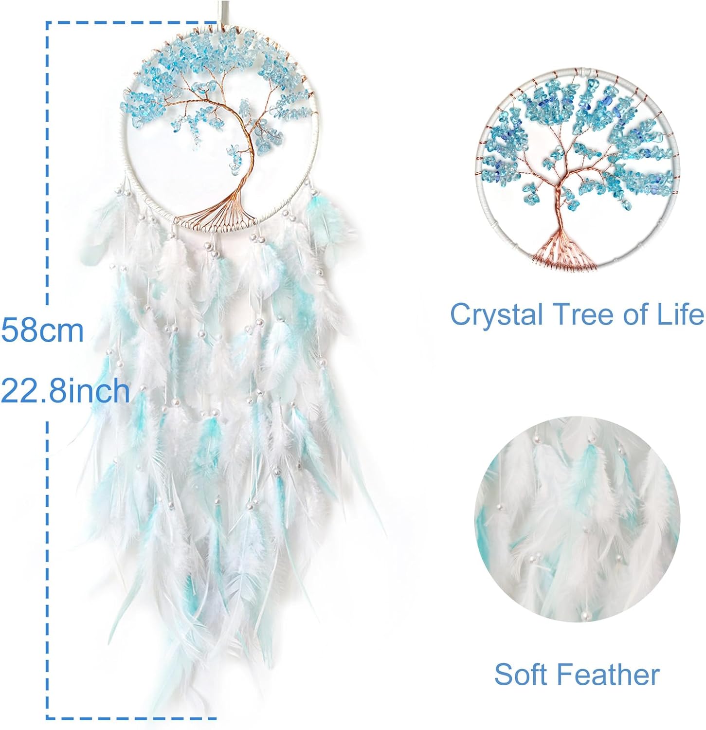 White and Cyan Dream Catcher Wall Decor