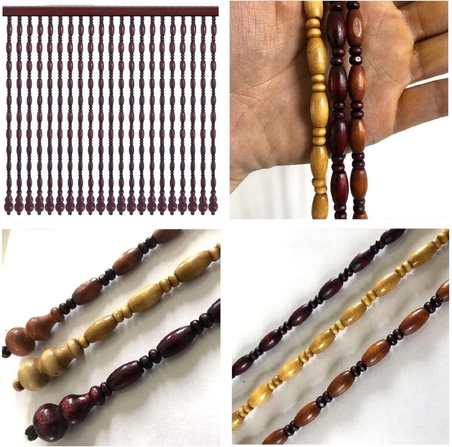 Retro Style Wooden Beaded Curtain for Doorways