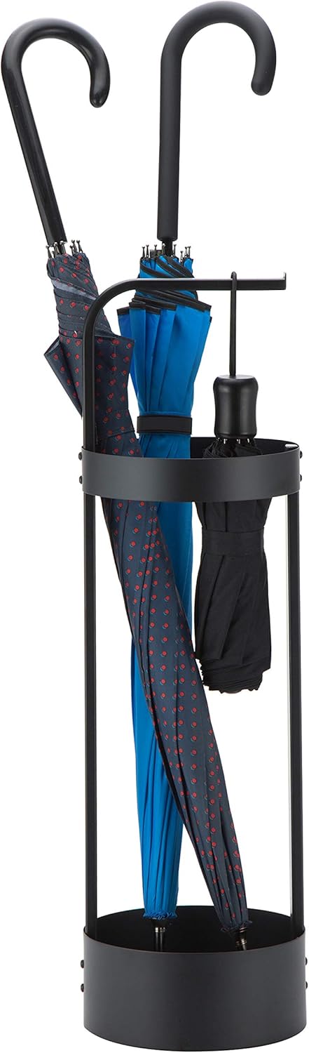JackCubeDesign Black Steel Umbrella Stand Entryway Organizer