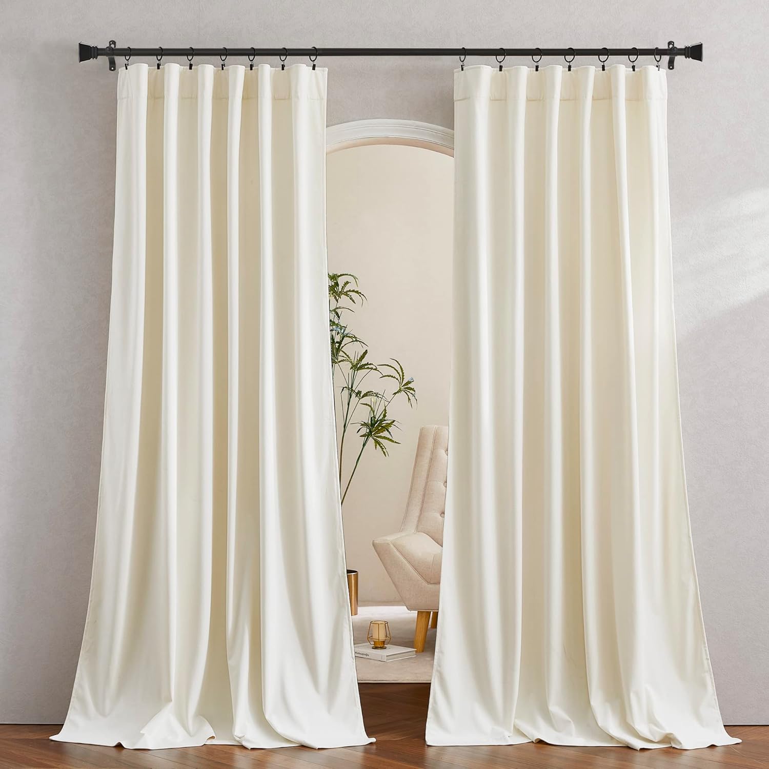 PONY DANCE Velvet Curtains 84 Inch Set of 2 for Living Room