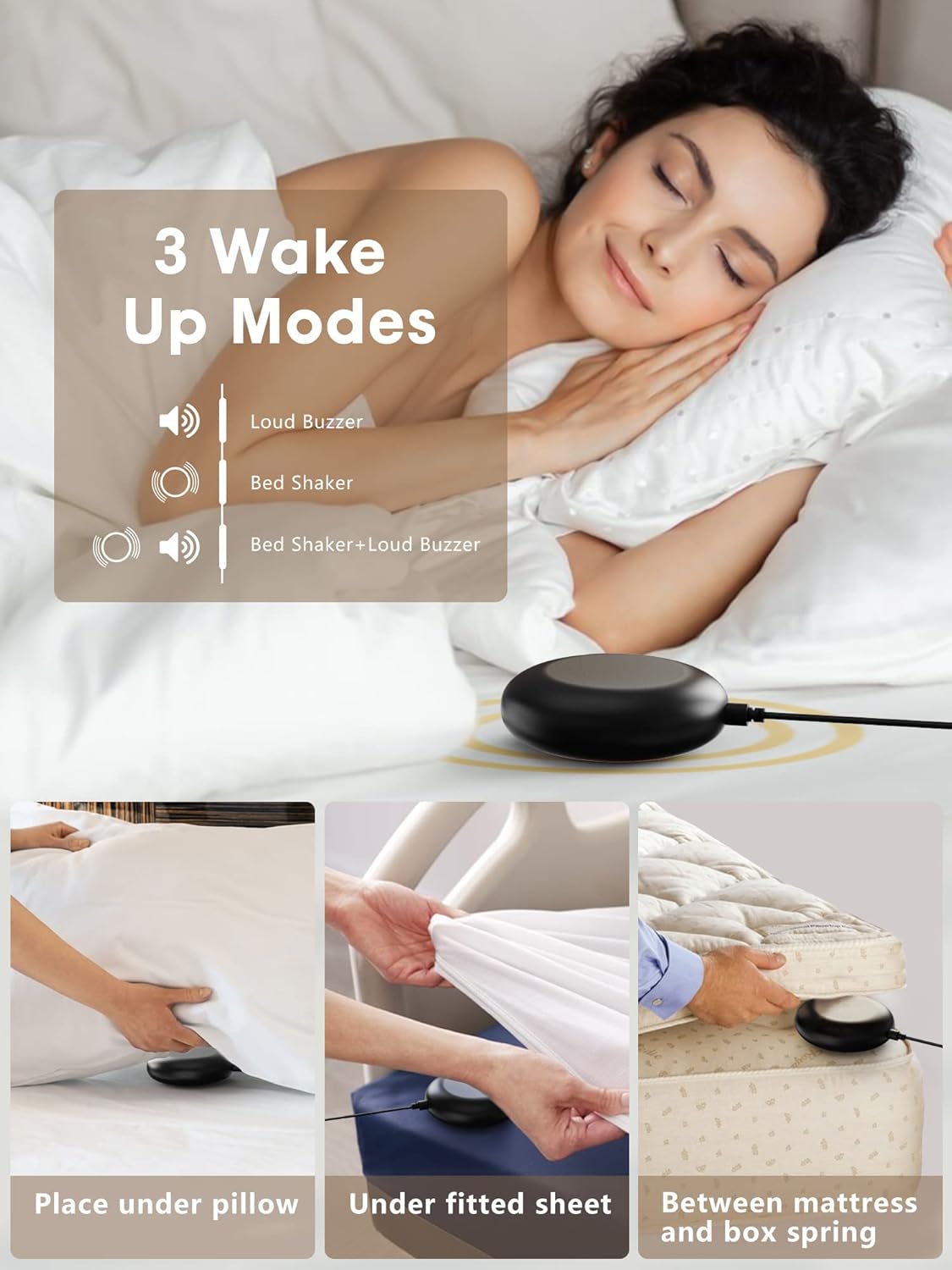 Super Loud Vibrating Alarm Clock with Bed Shaker