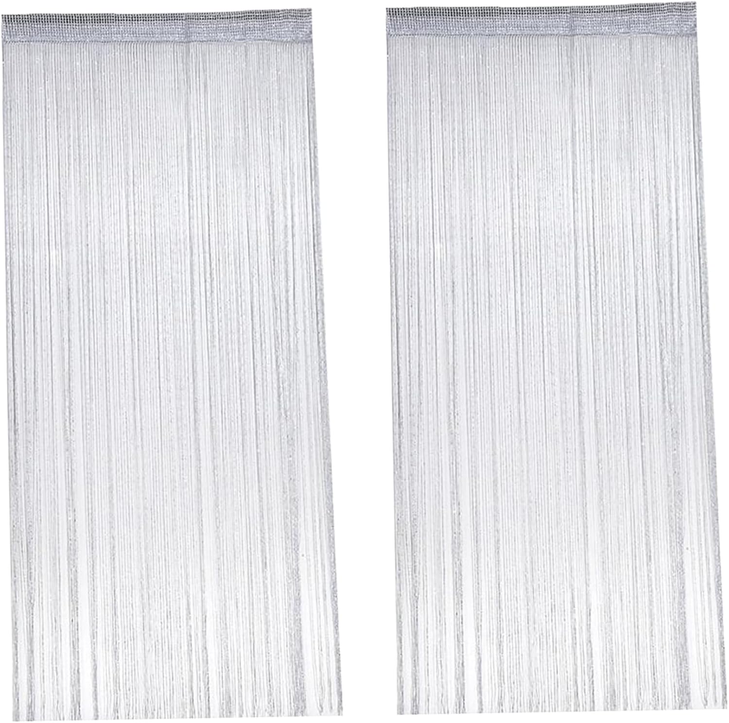 2Pcs String Curtains for Doorways 39x79 Silver Grey Glitter Beaded Panel