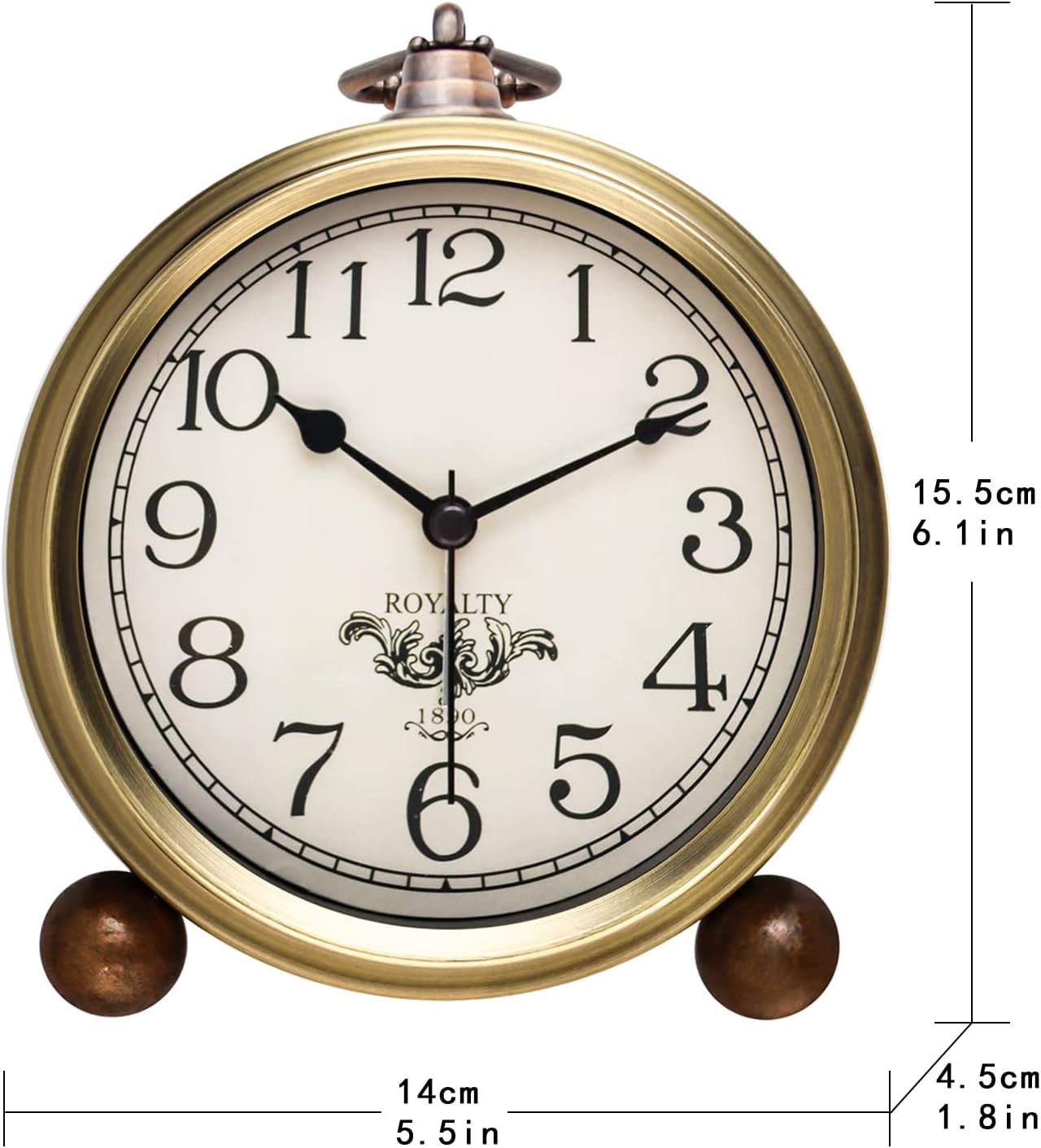 NEOTEND Gold Desk Alarm Clock with Metal Base