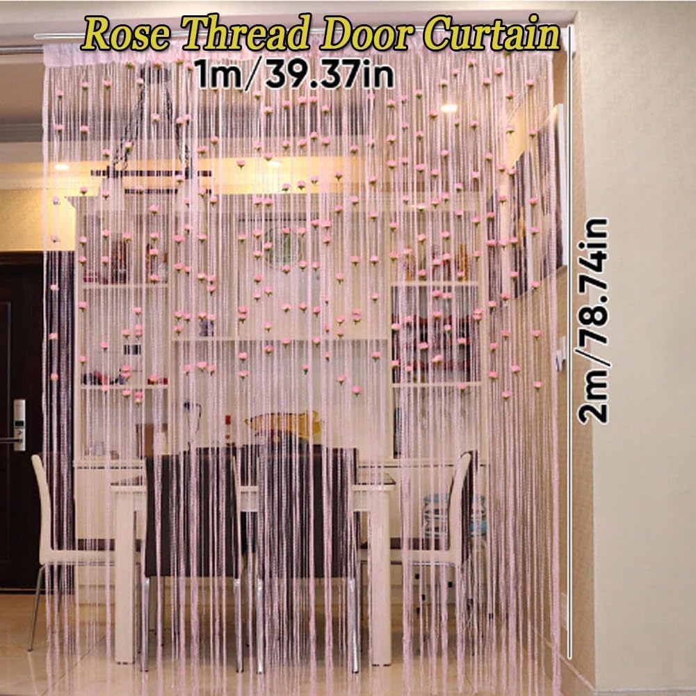 Muliivevy Rose Thread Door Curtain Elegant Privacy Tassel for Doorways