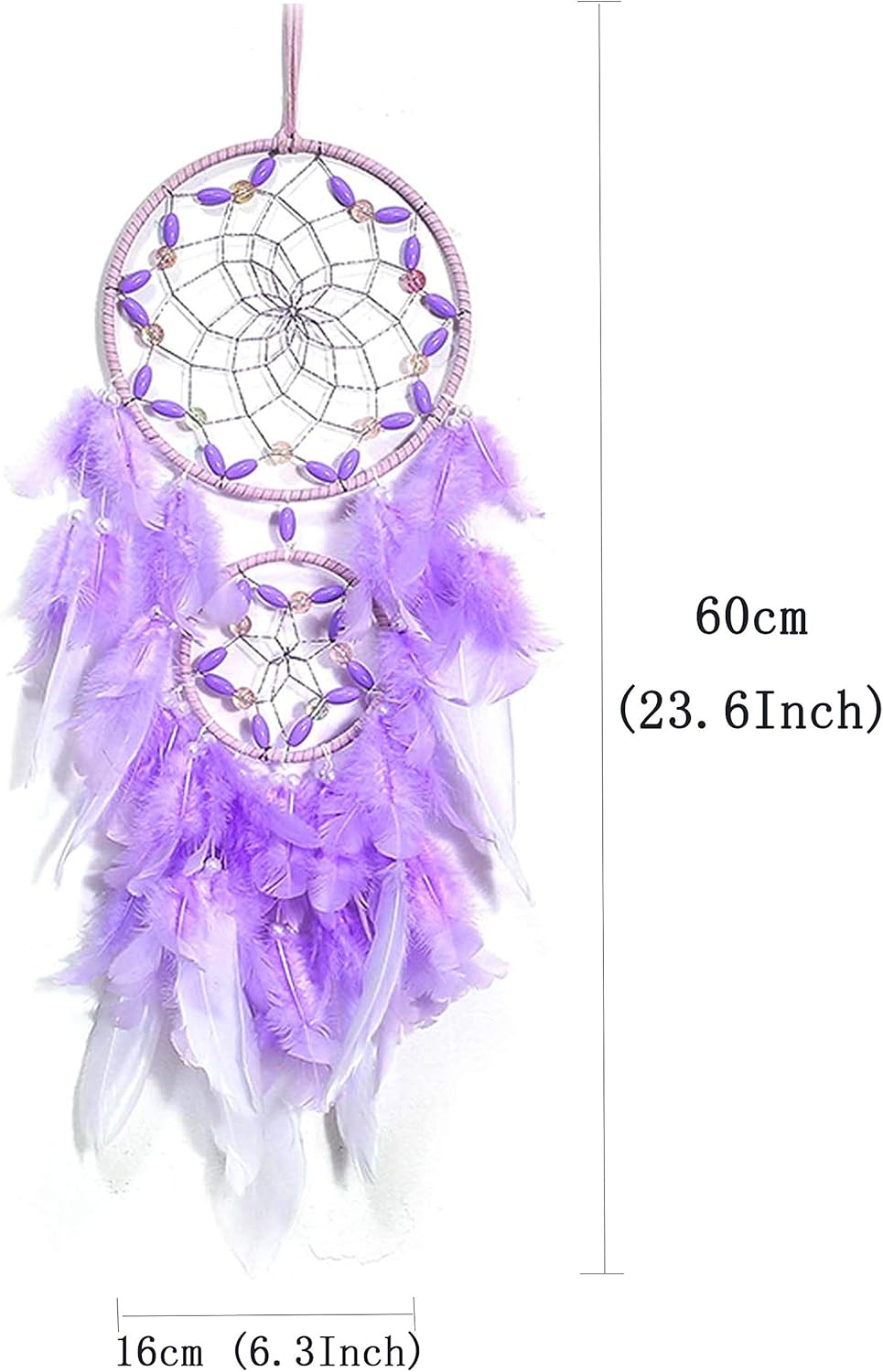 Purple Dream Catcher with Dual Ring and Feathers