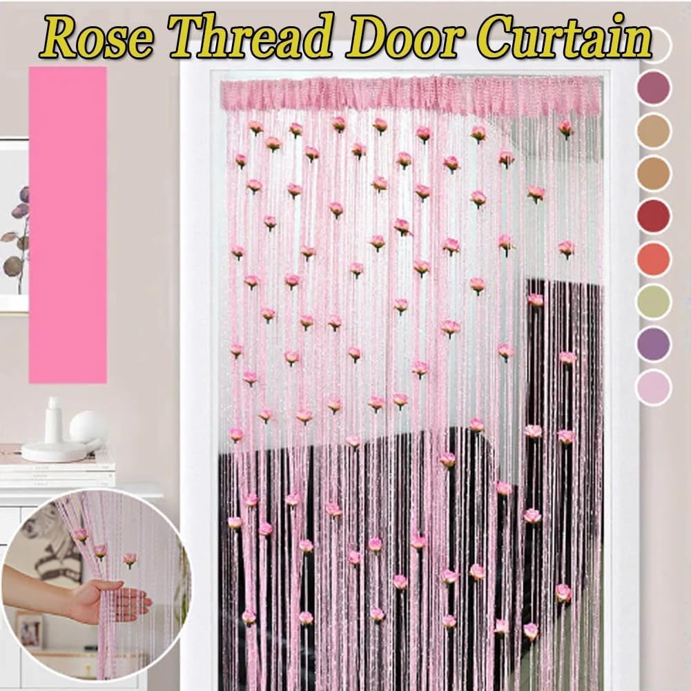 Muliivevy Rose Thread Door Curtain Elegant Privacy Tassel for Doorways