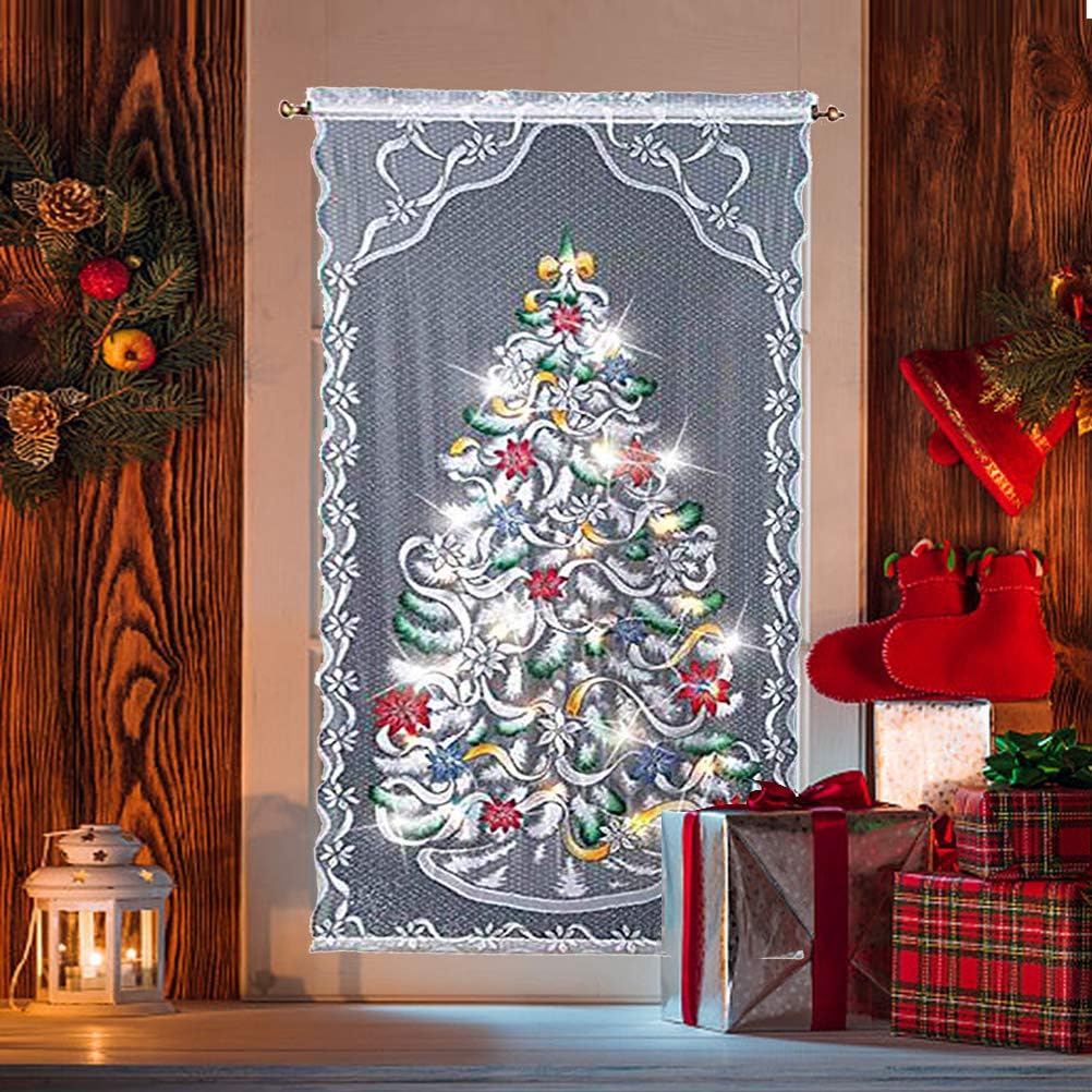 Christmas Tree Curtain Panel with LED Light