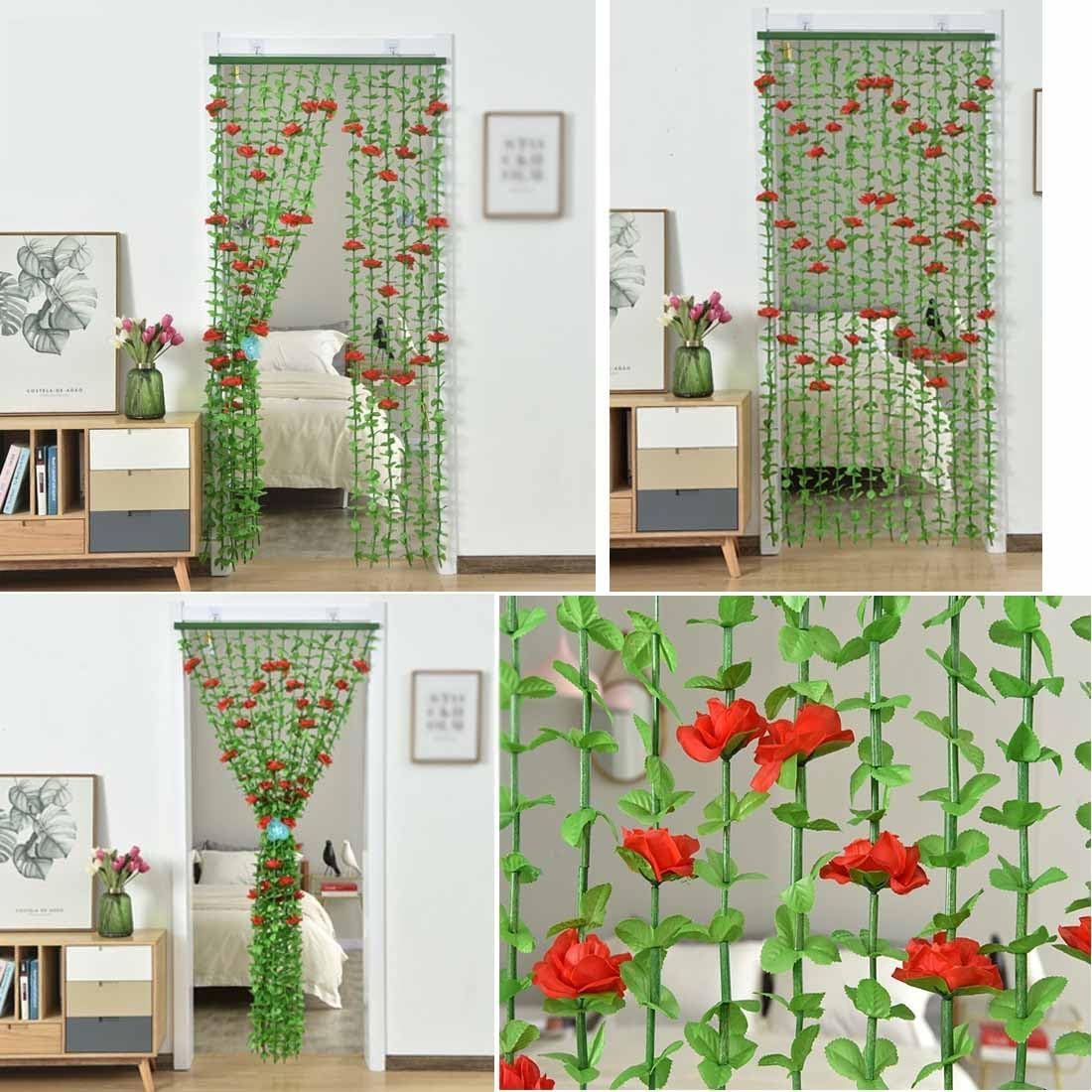 Bamboo Beads Curtain Green Rose 35x71 Room Divider