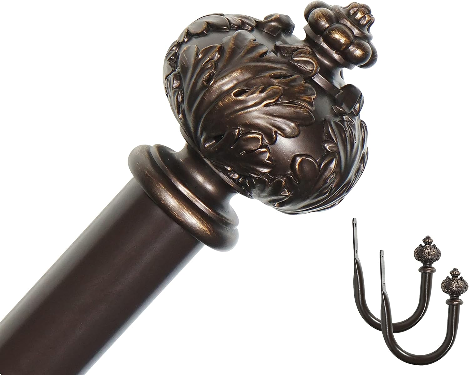 Rydenia 1 Inch Curtain Rod with Bronze Gold Finials