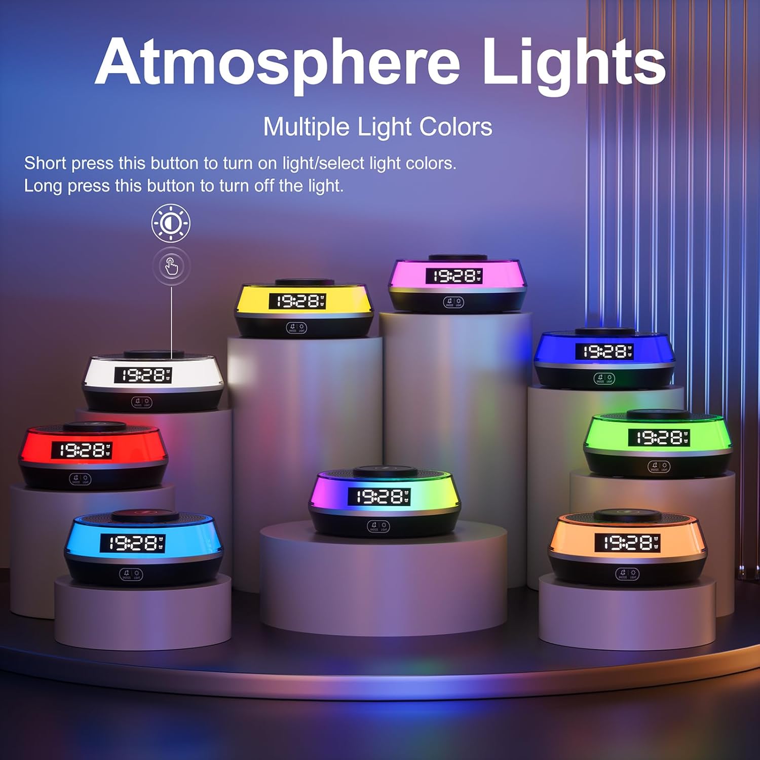 5 in 1 Alarm Clock with Wireless Charger and Bluetooth Speaker