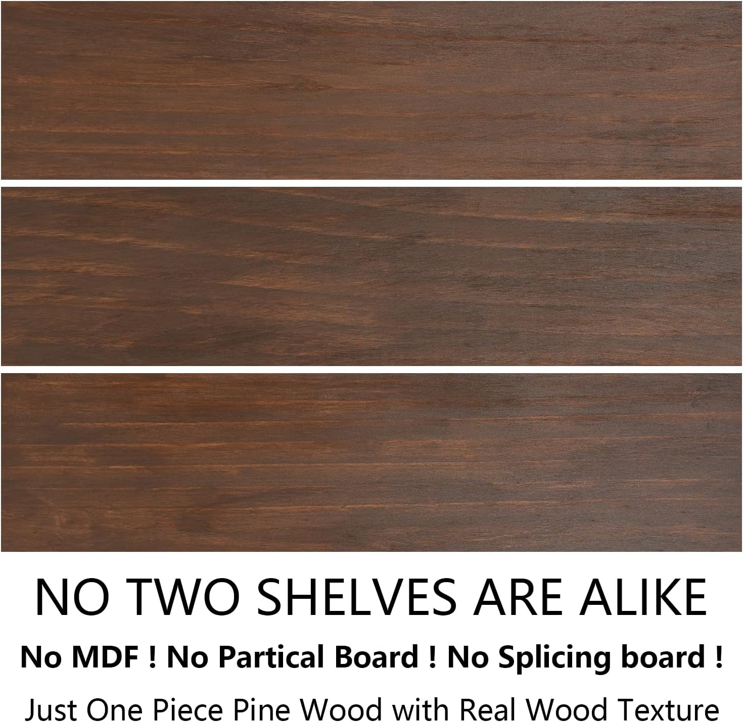 Wood Floating Shelves Set of 3 - Rustic Walnut Wall Mount