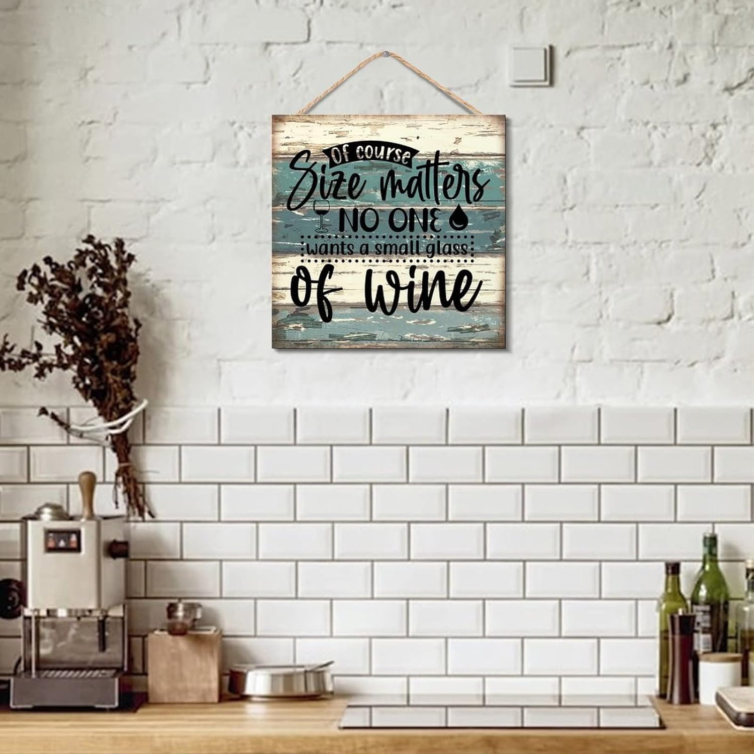 Wooden Wine Glass Sign 12x12 Farmhouse Wall Decor