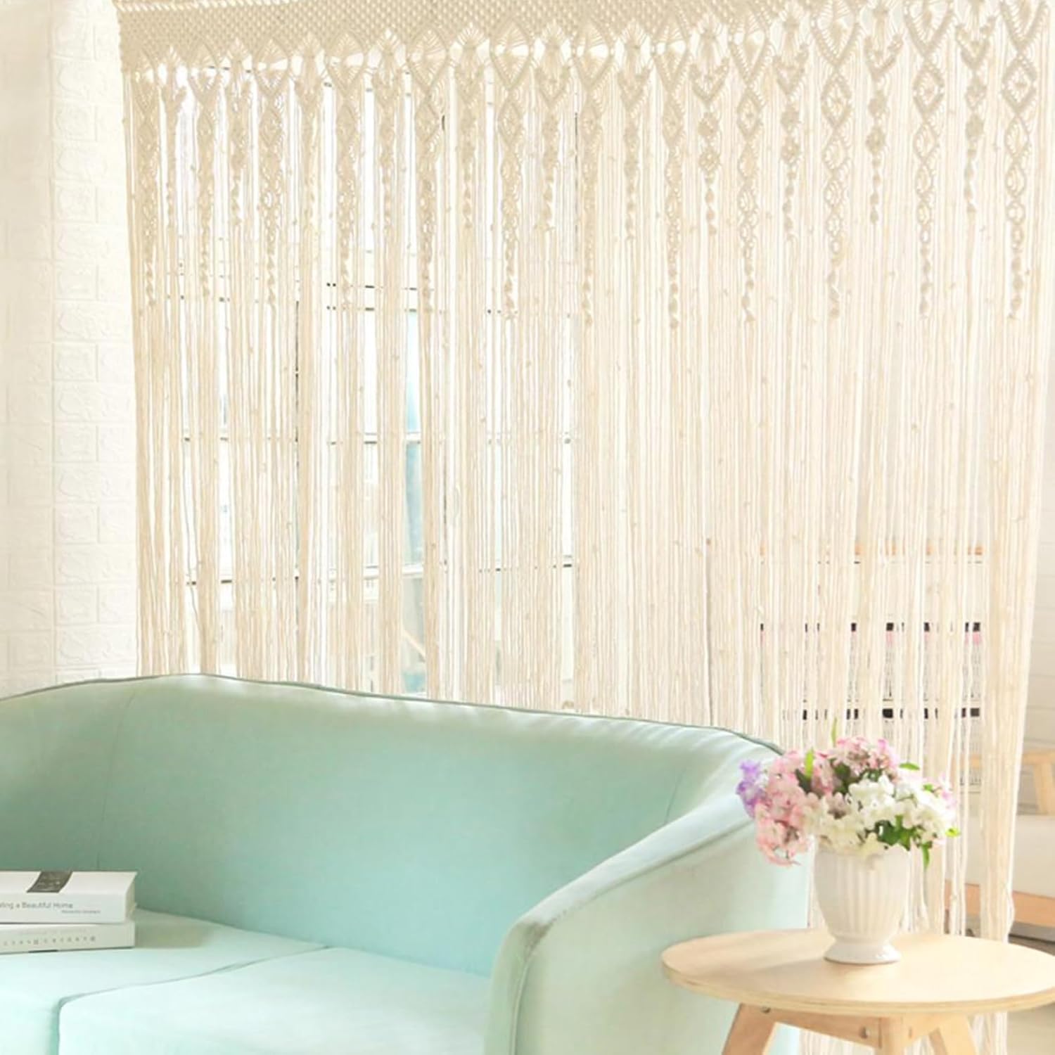 Boho Curtains 37x79 Inch Cotton Woven Macrame Decorative Room Divider