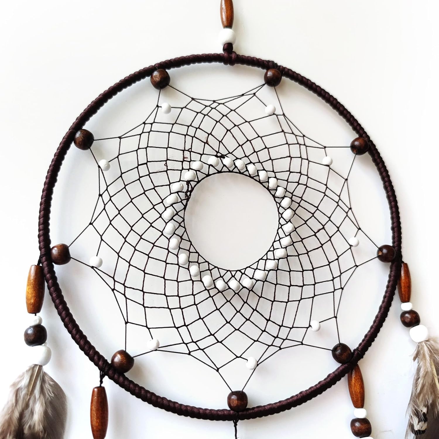 Brown Dream Catcher Large Wall Decor Handmade Feathers