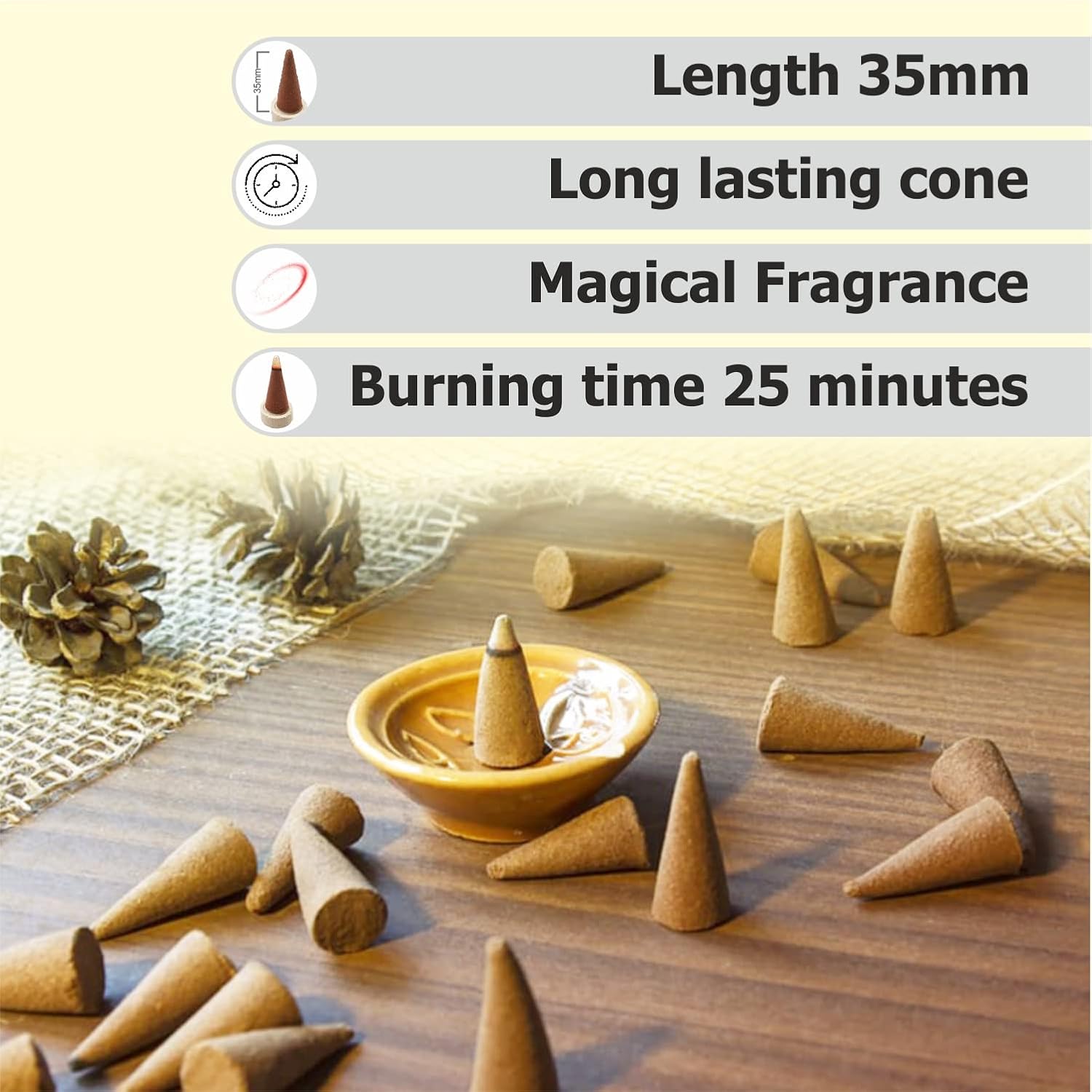 ARO VATIKA Vedic Sandalwood Incense Cones 120 Pack