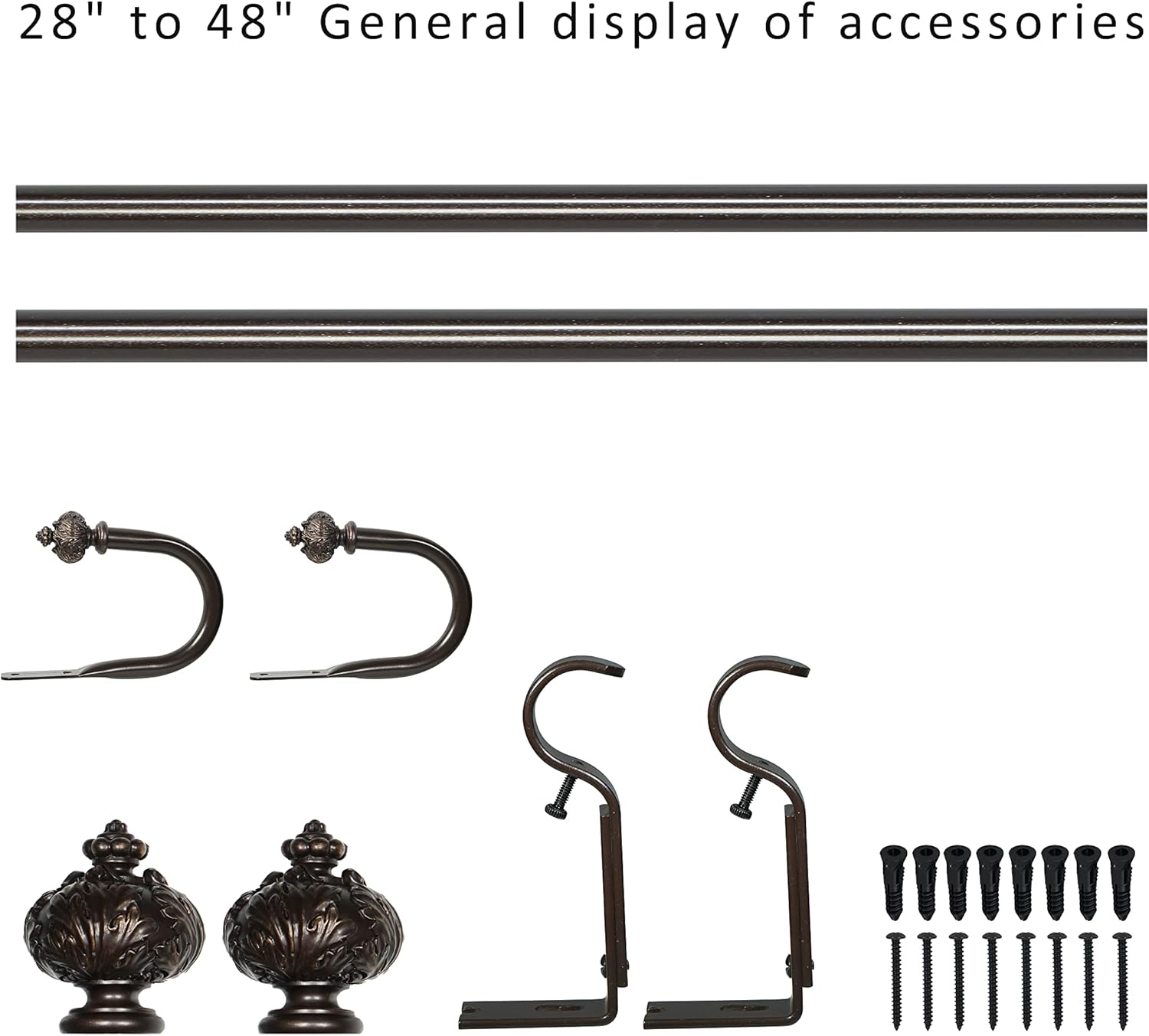 Rydenia 1 Inch Curtain Rod with Bronze Gold Finials