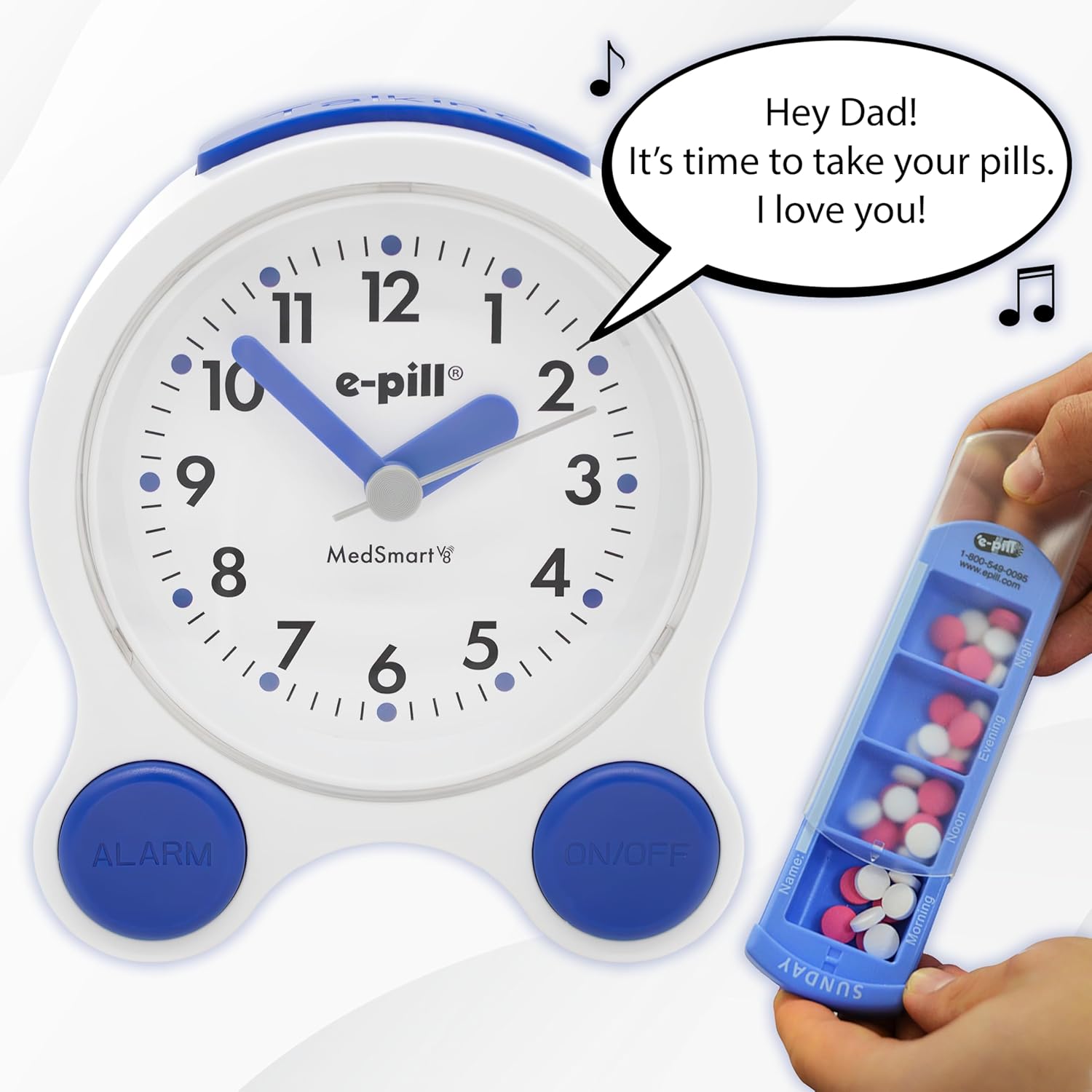 e-pill MedSmart V8 Atomic Clock with 8 Alarms