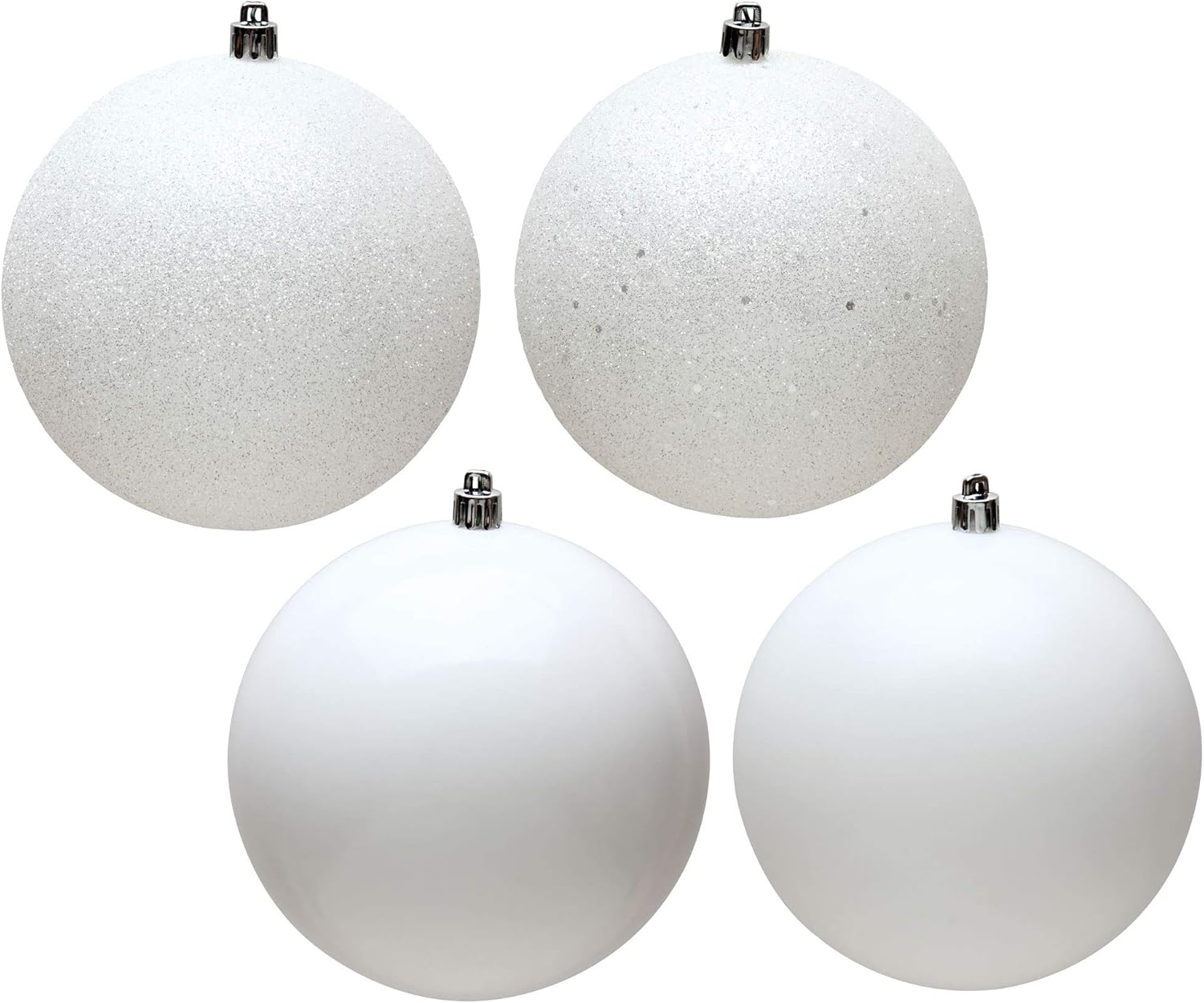 Vickerman 6 Inch White 4-Finish Ball Ornament Assortment