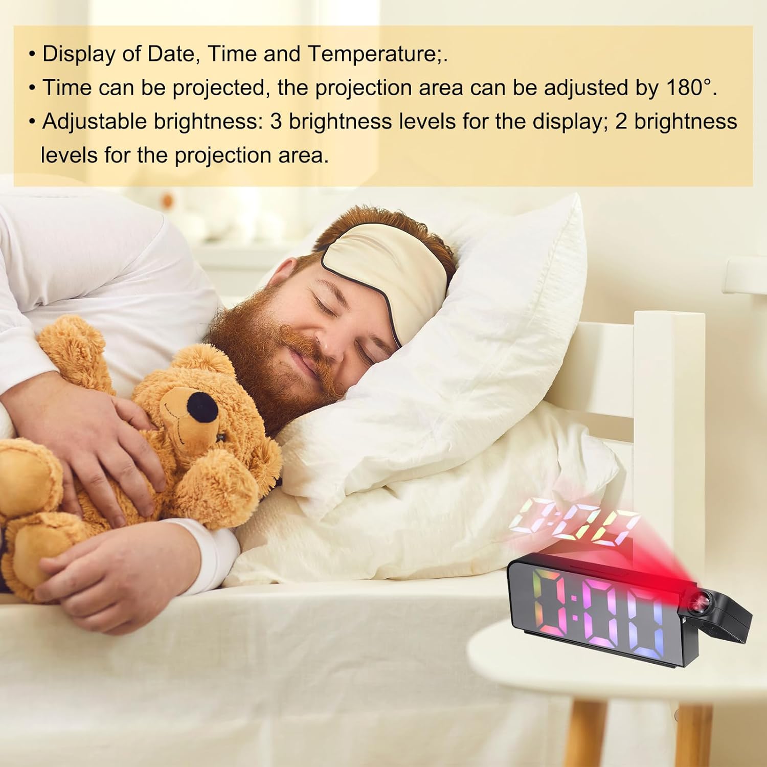 Uxcell Digital Alarm Clock with Rainbow Light and USB Port