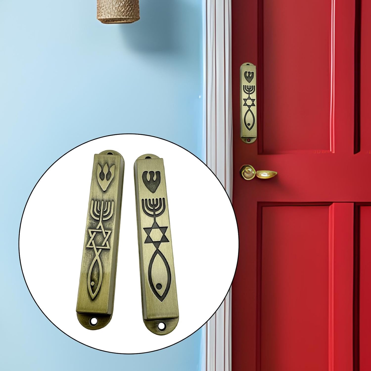 Modern Door Mezuzahs 2 Pcs Metal Decor