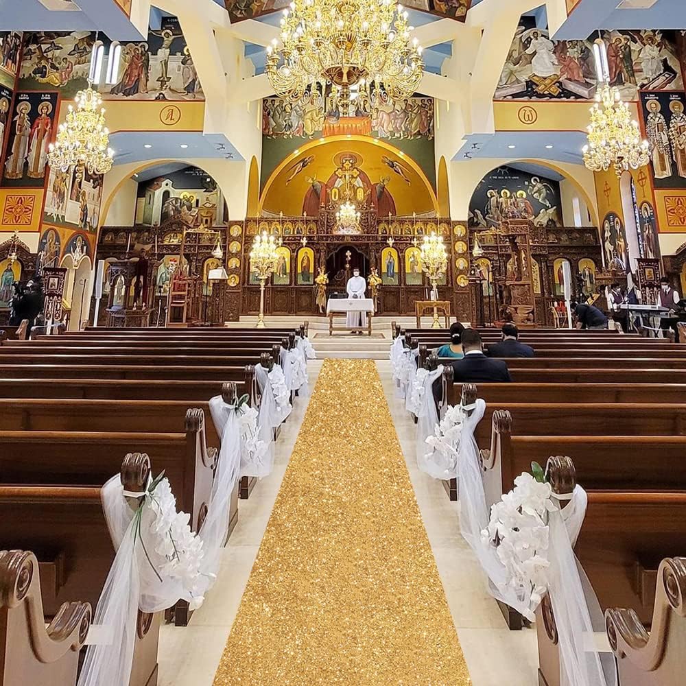 Gold Sequin Aisle Runner 2ftx15ft Wedding Decor
