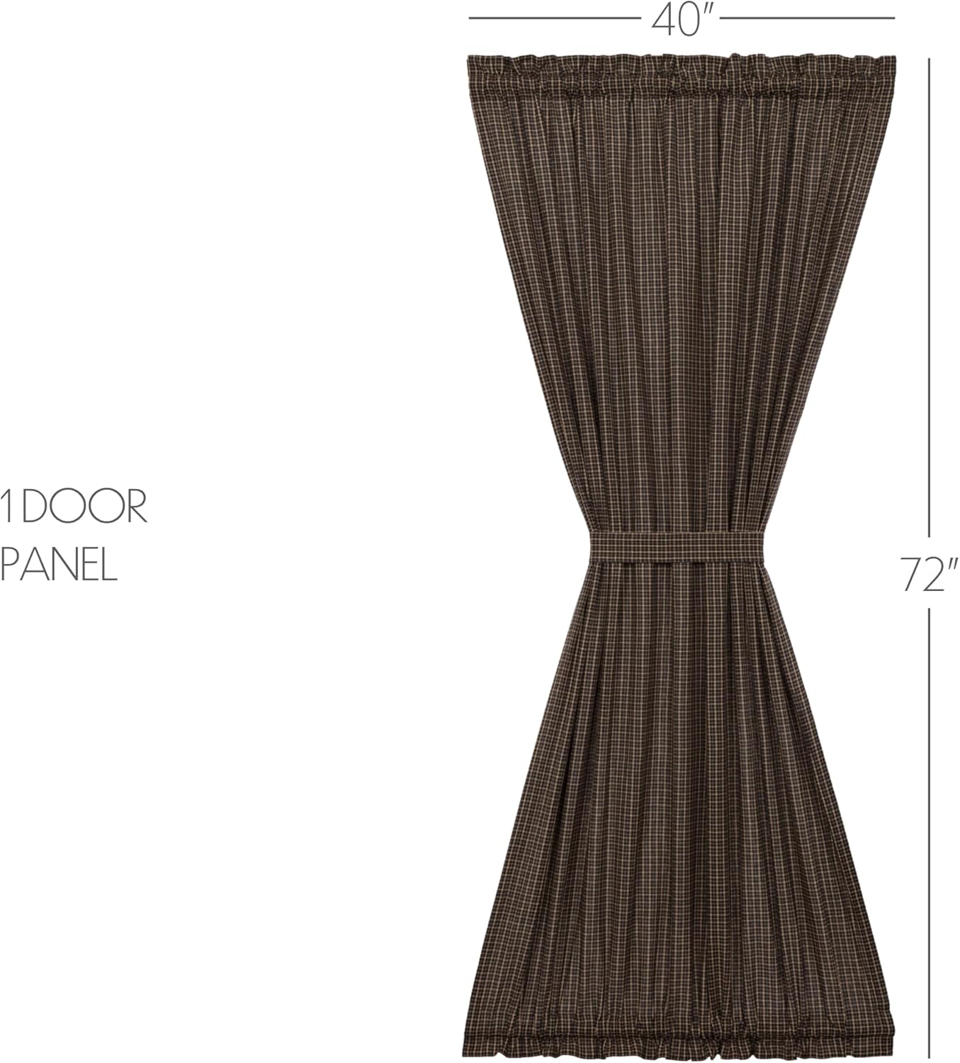 VHC Brands Classic Country Door Panel 72x40 Black Plaid