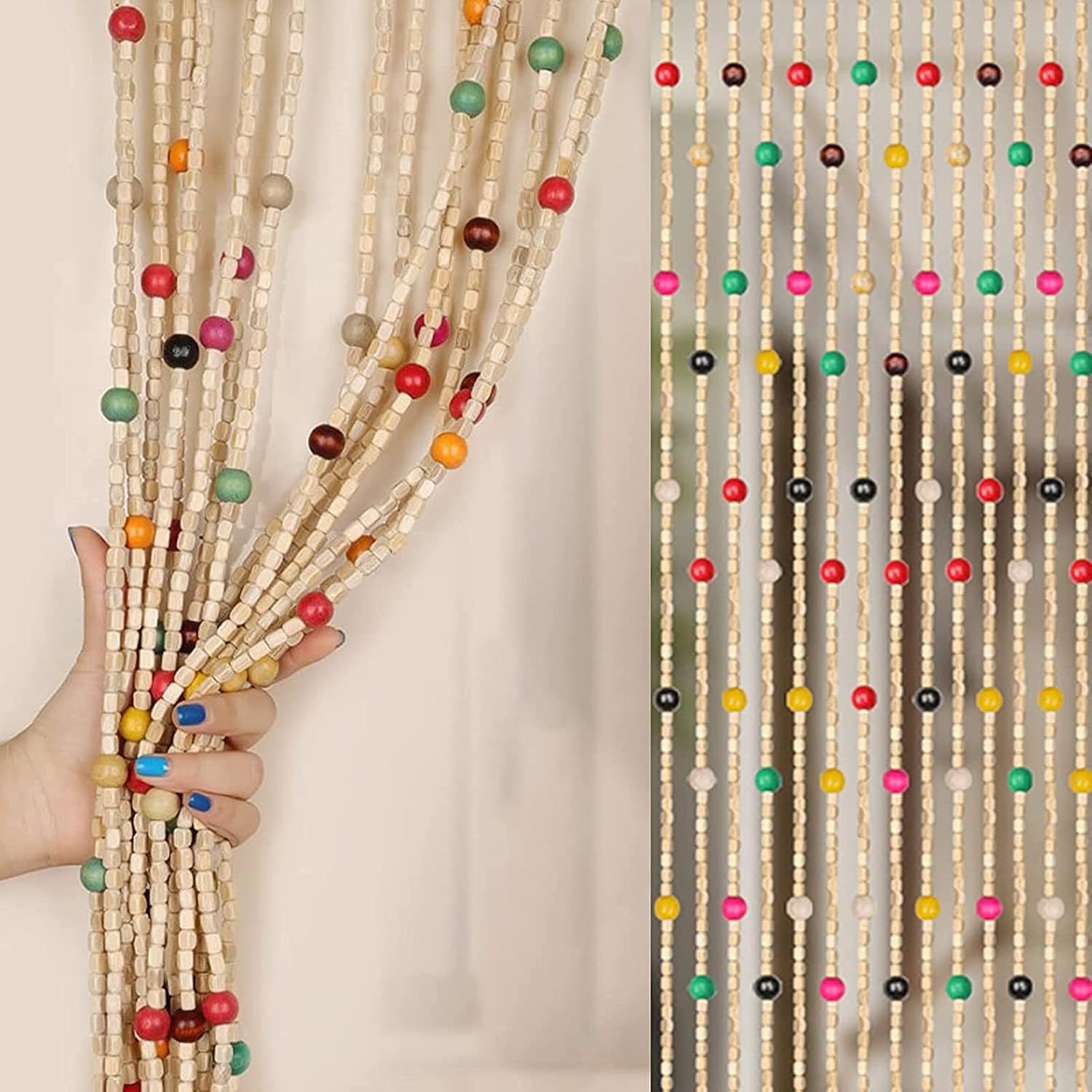 Beaded Curtain Bamboo Door Curtain Natural Decor