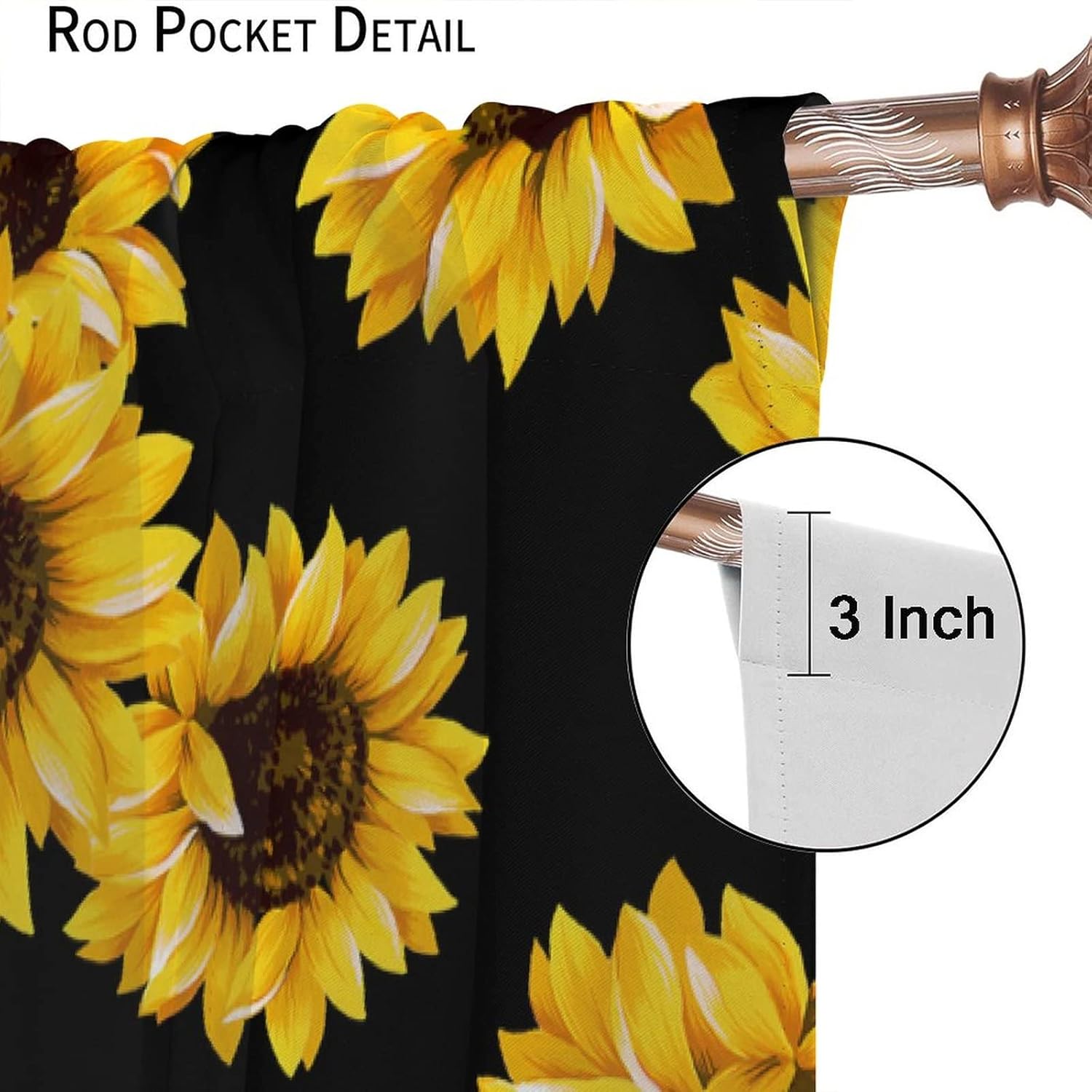 Sunflowers Blackout Window Curtains Vintage Shabby Chic