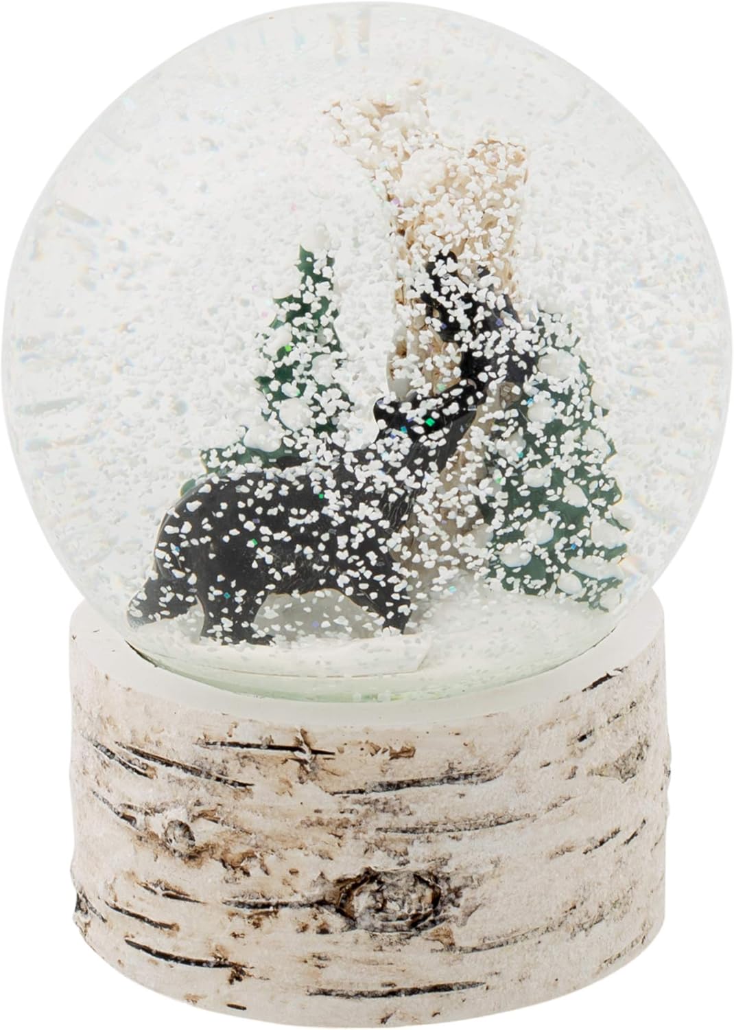 Roman White Wash Wood Black Bear Snow Globe 55 Inch