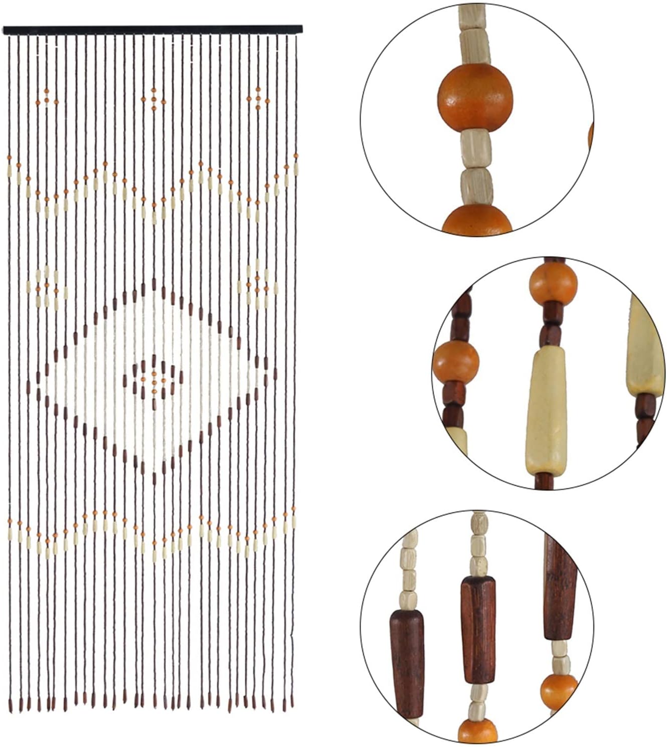 Wood Beaded Curtain with 31 Lines for Home Decor