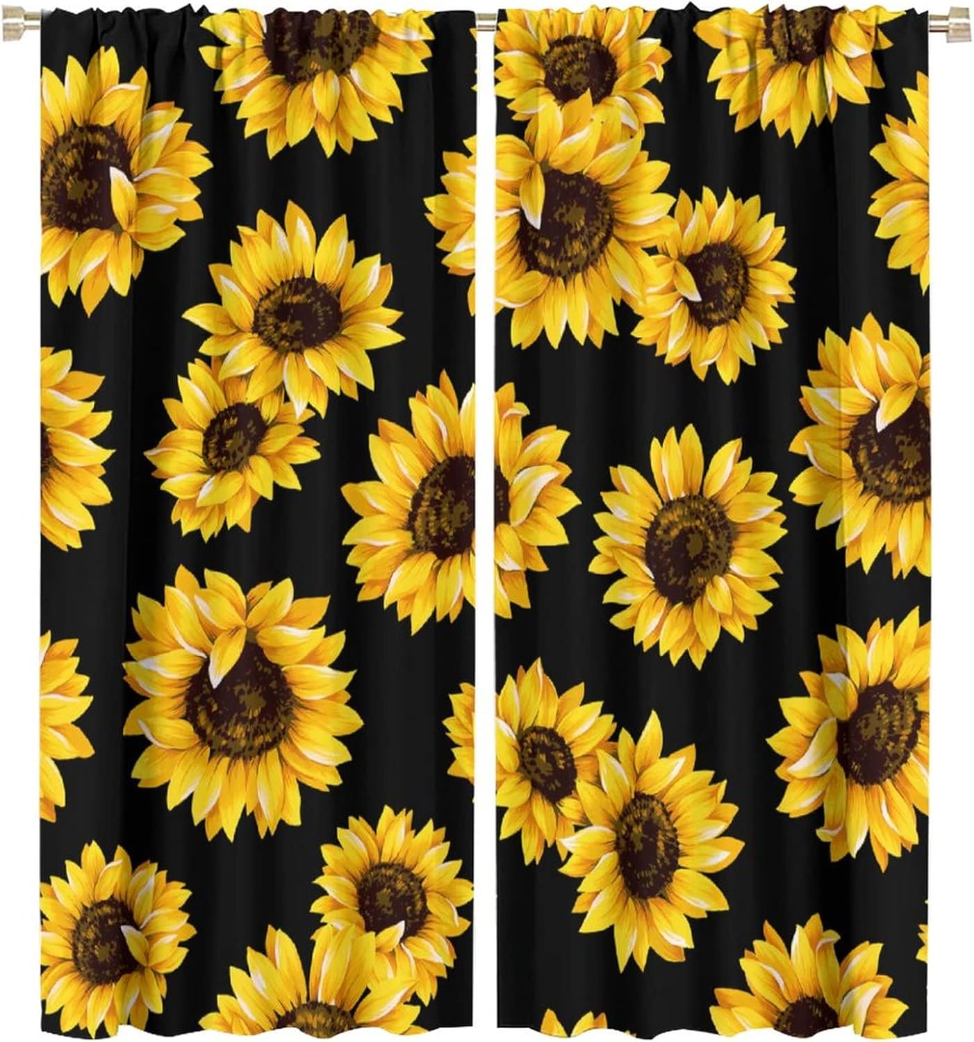 Sunflowers Blackout Window Curtains Vintage Shabby Chic