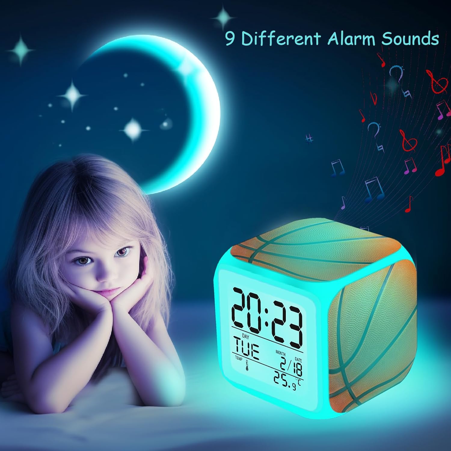 Basketball Alarm Clock with LED Nightlight