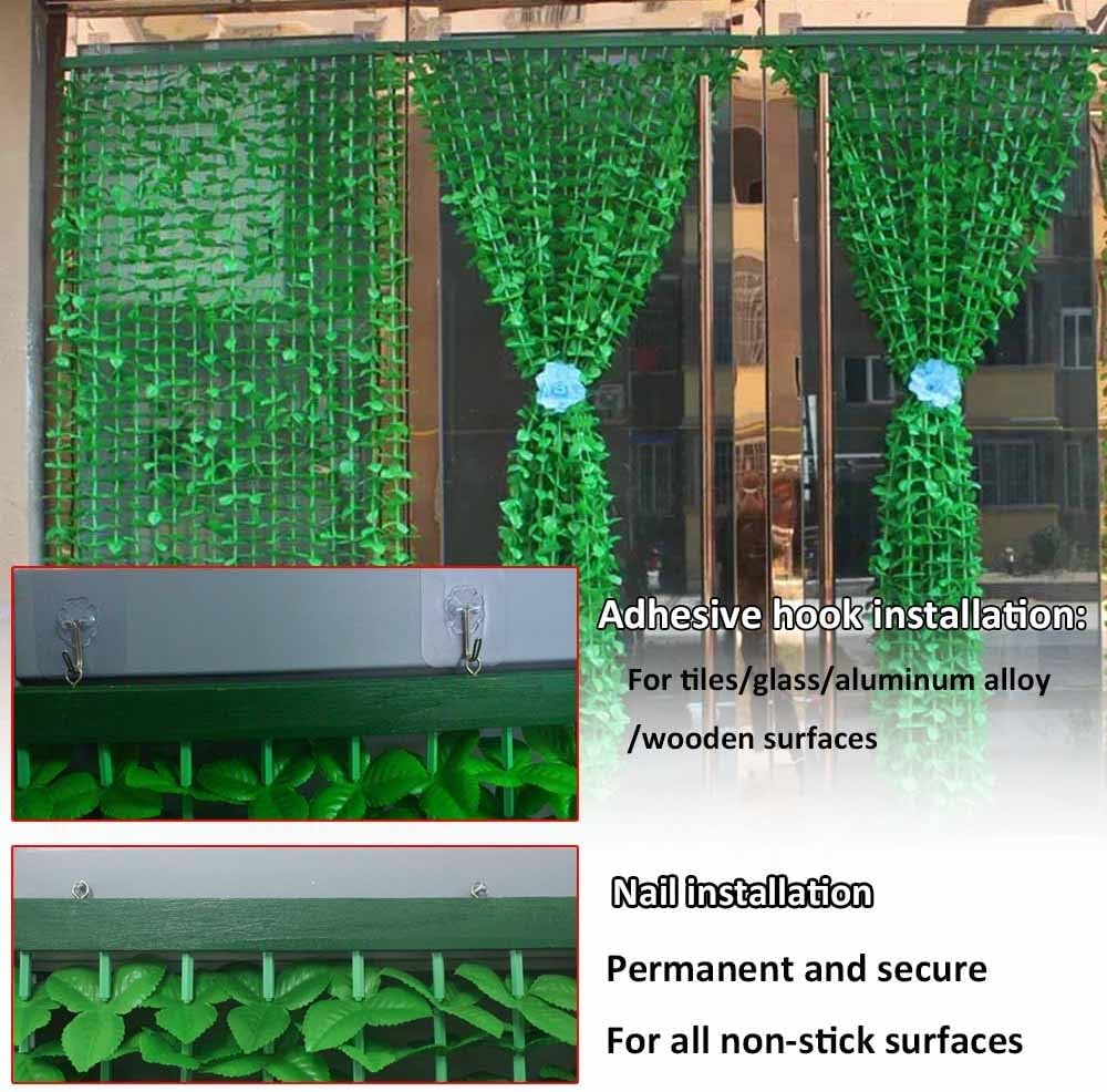 Bamboo Beaded Curtain with Green Leaf Fringe for Doors and Windows