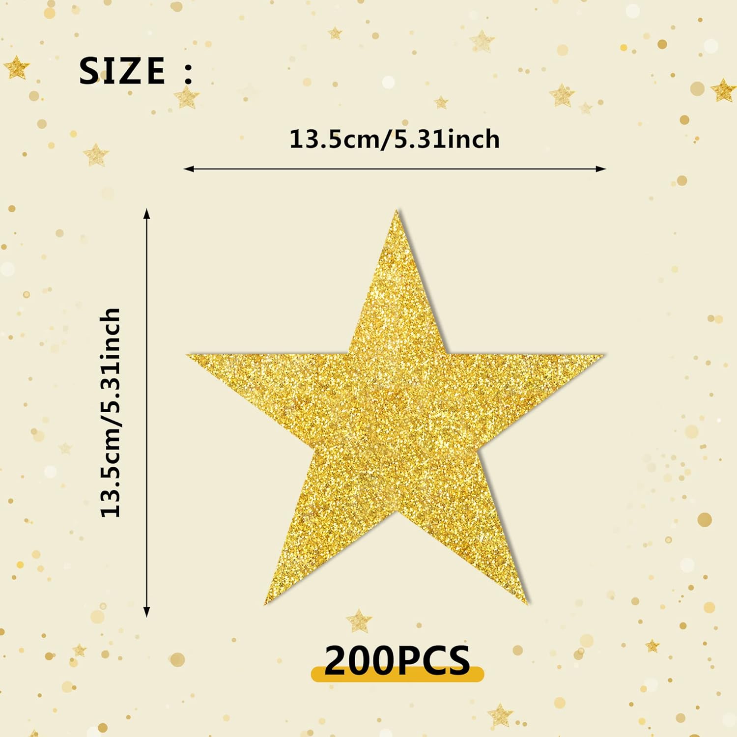 200 PCS Glitter Gold Star Cutouts for Party Decorations