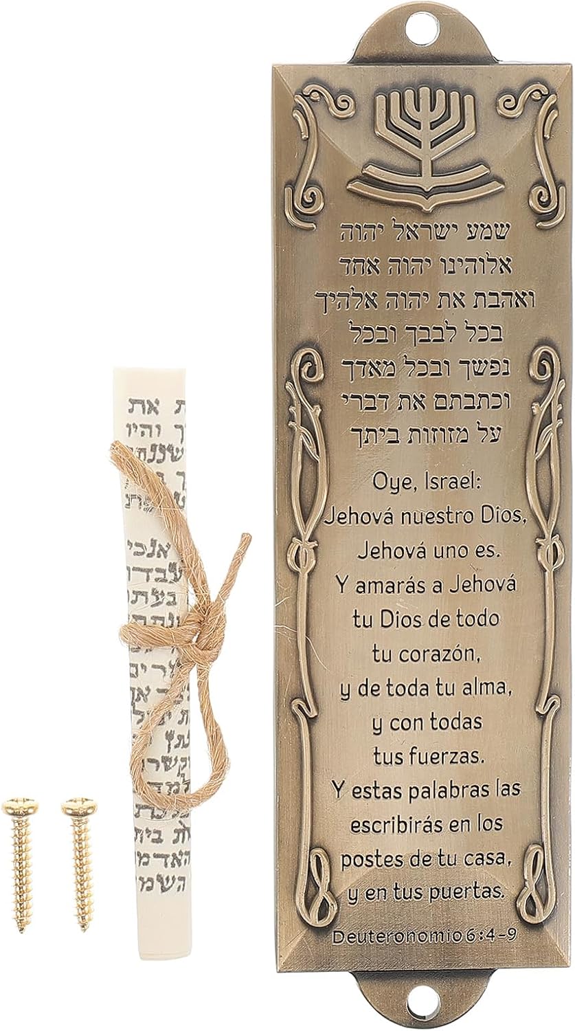 LUOZZY Metal Mezuzah Case with Scroll