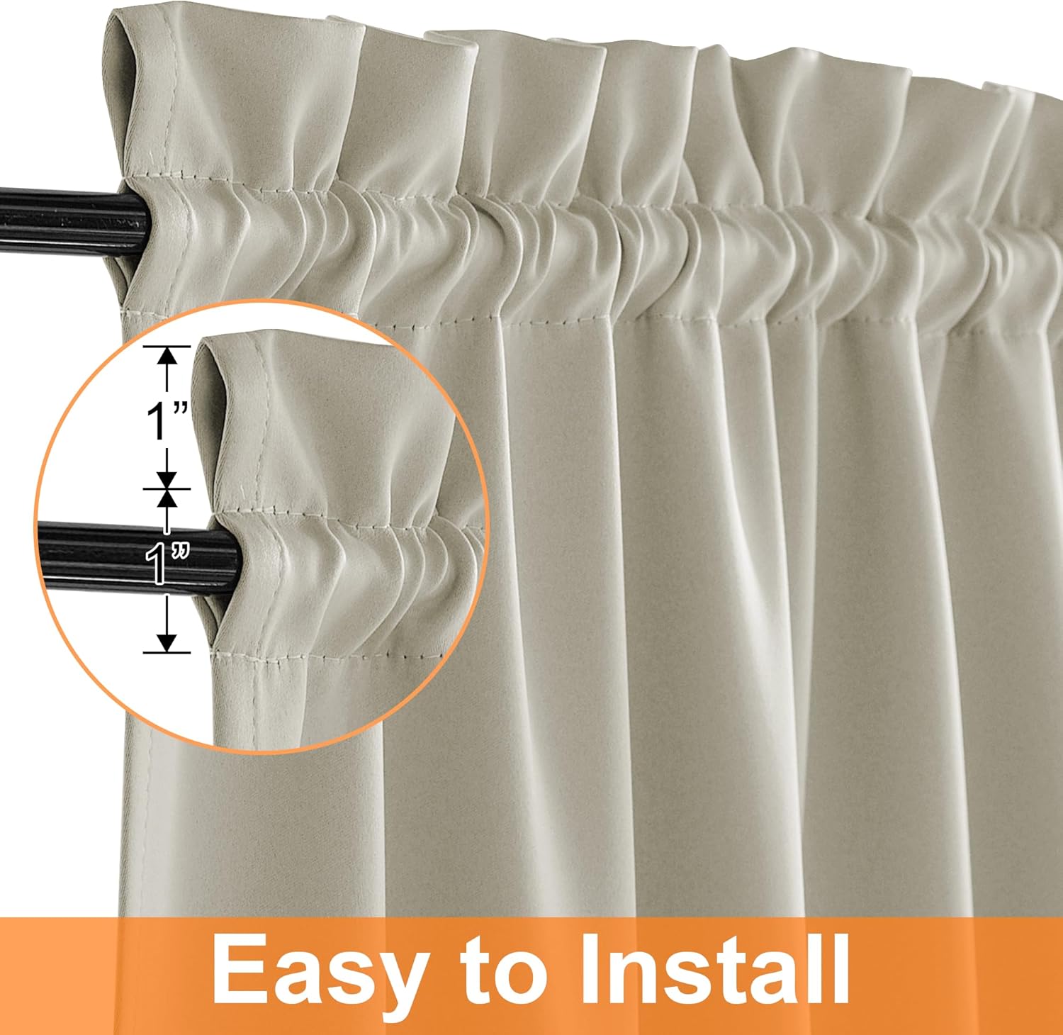 RYB HOME Blackout Curtain Panel 26x72 for French Doors