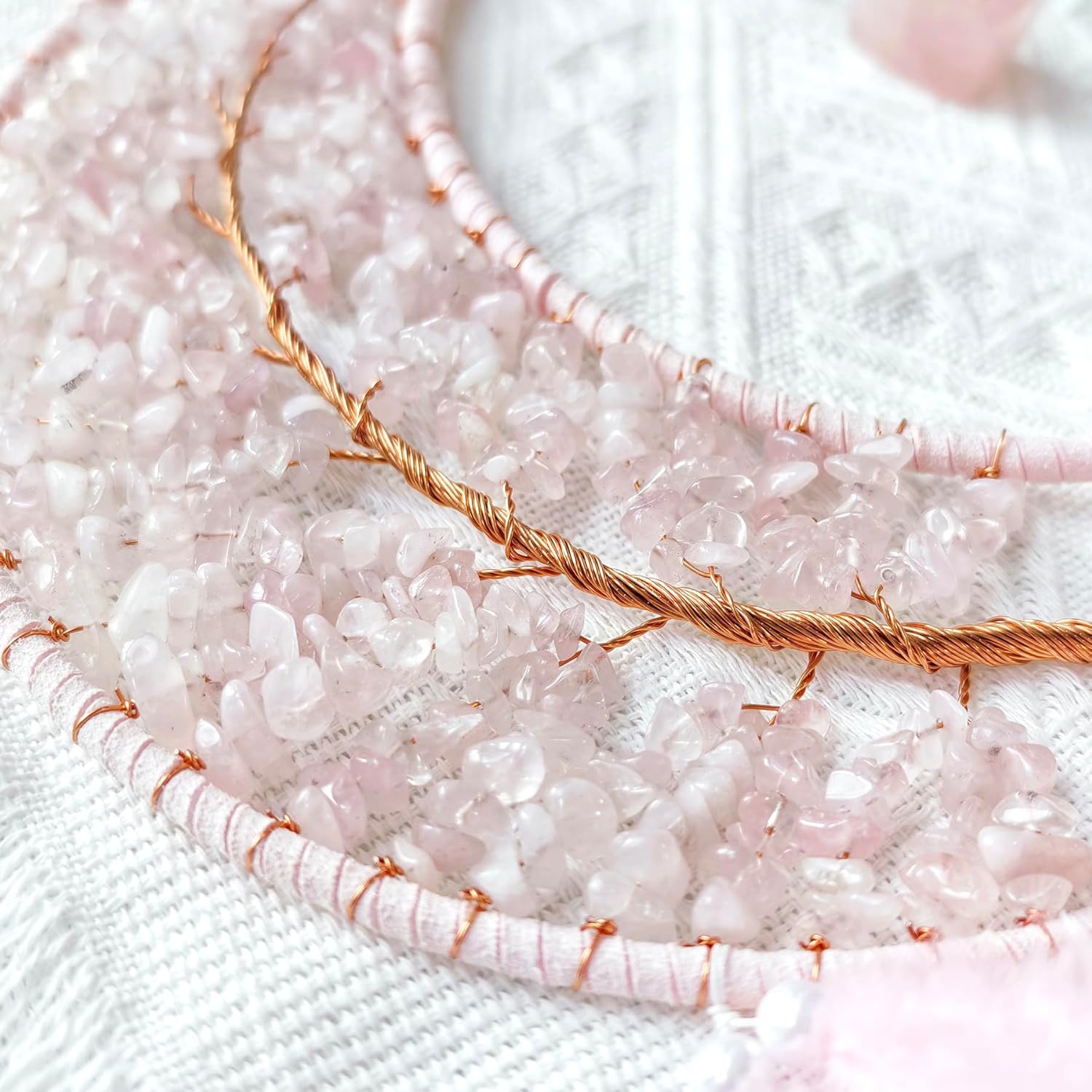 Moon Dreamcatcher with Pink Crystal Tree