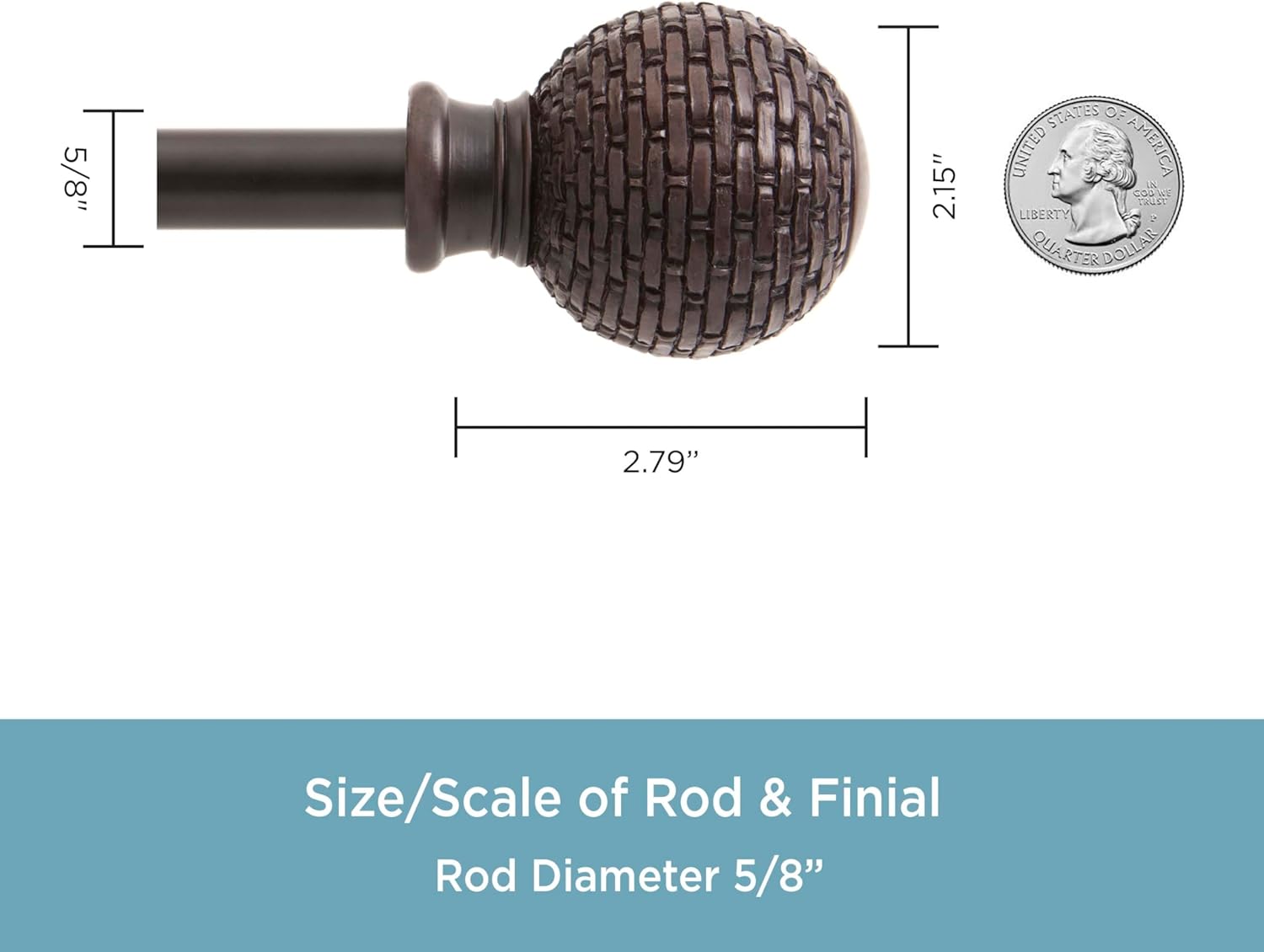Kenney KN75798 Woven Ball End Window Curtain Rod