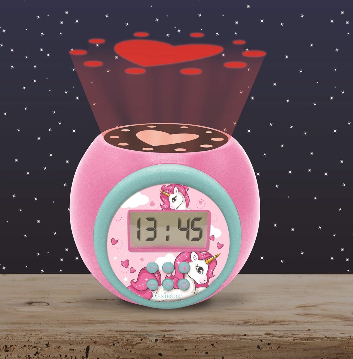 LEXiBOOK Unicorn Projector Alarm Clock with Night Light