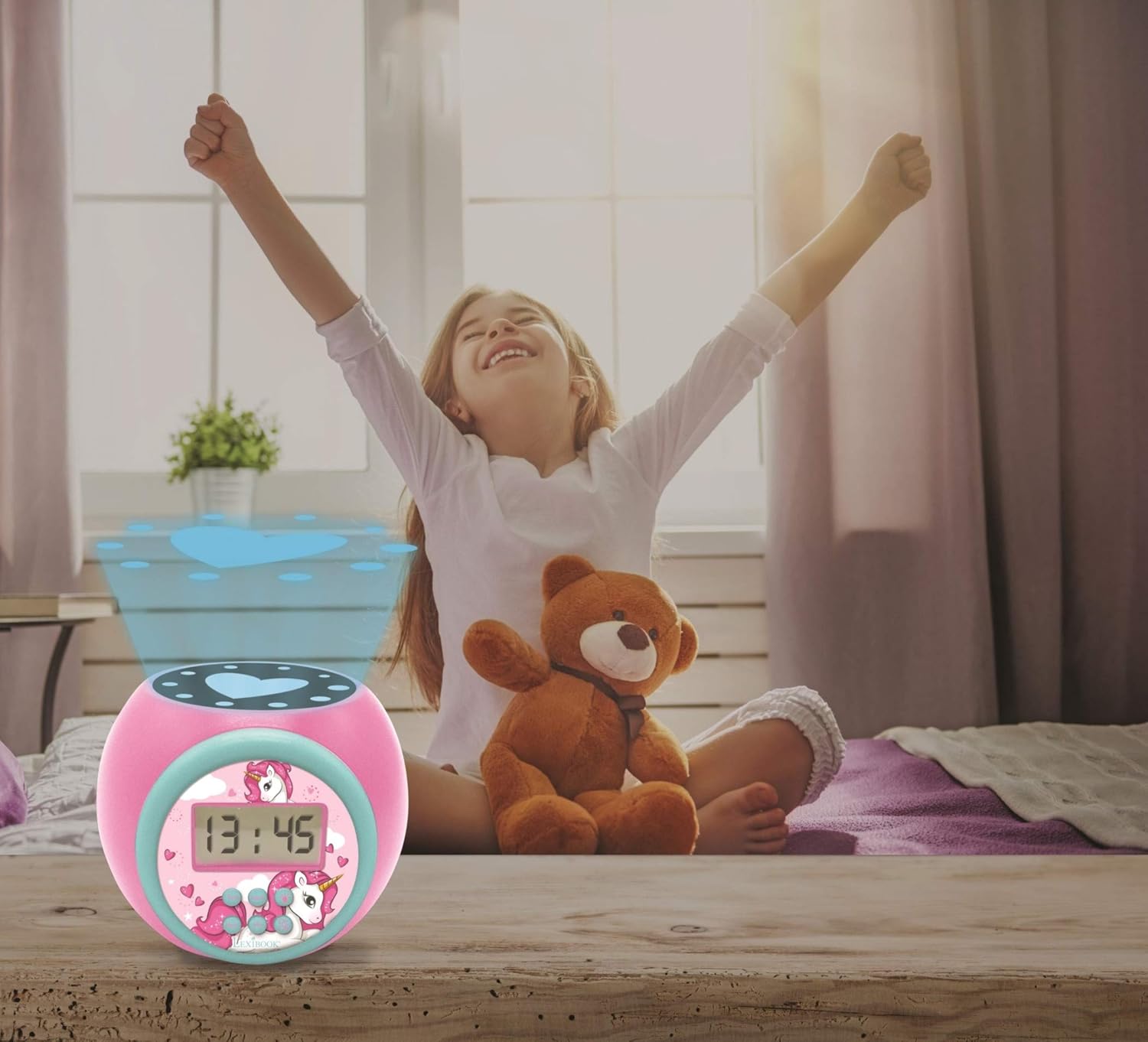 LEXiBOOK Unicorn Projector Alarm Clock with Night Light