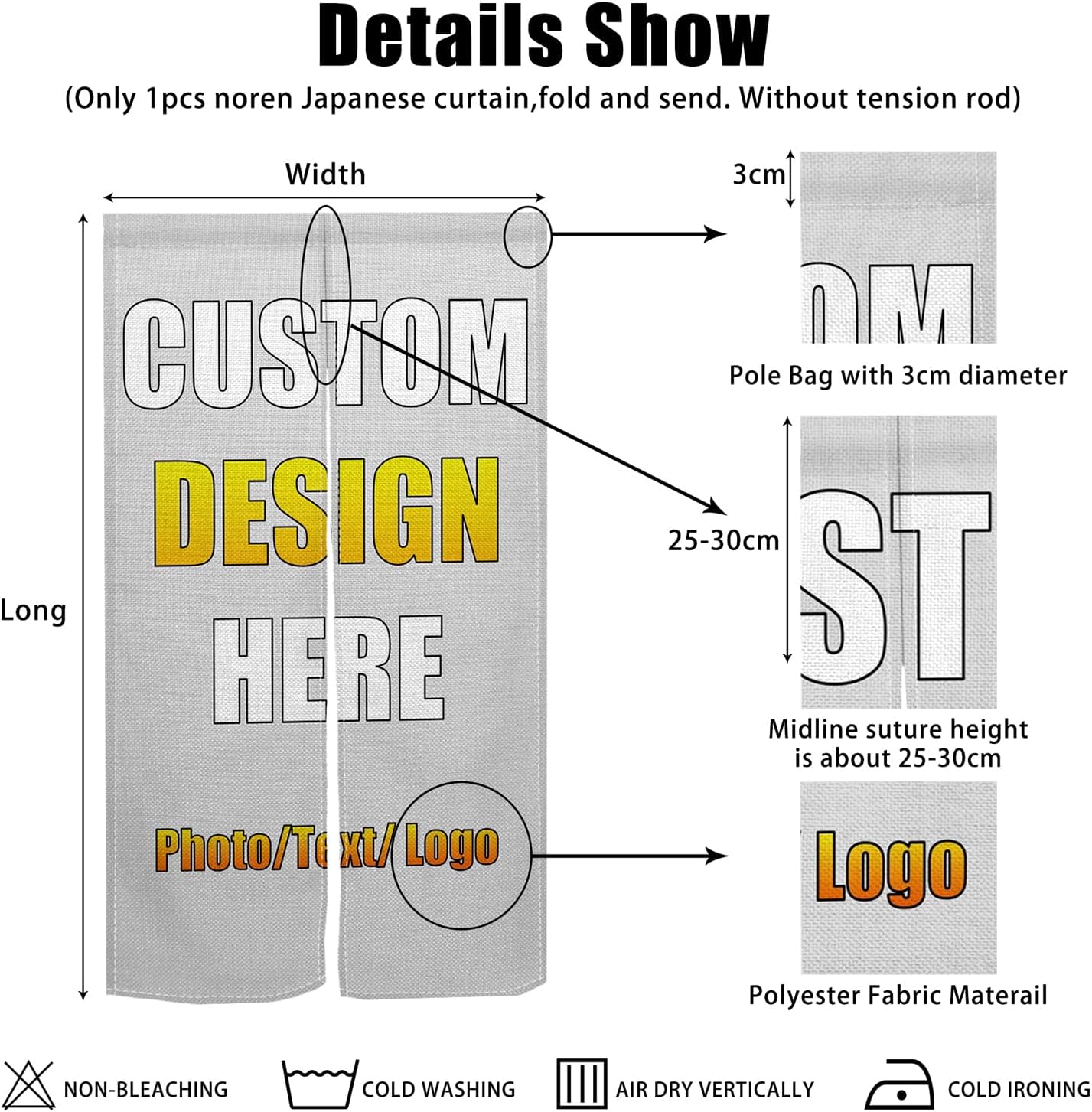 Customize Doorway Curtain with Photo Text Logo Noren